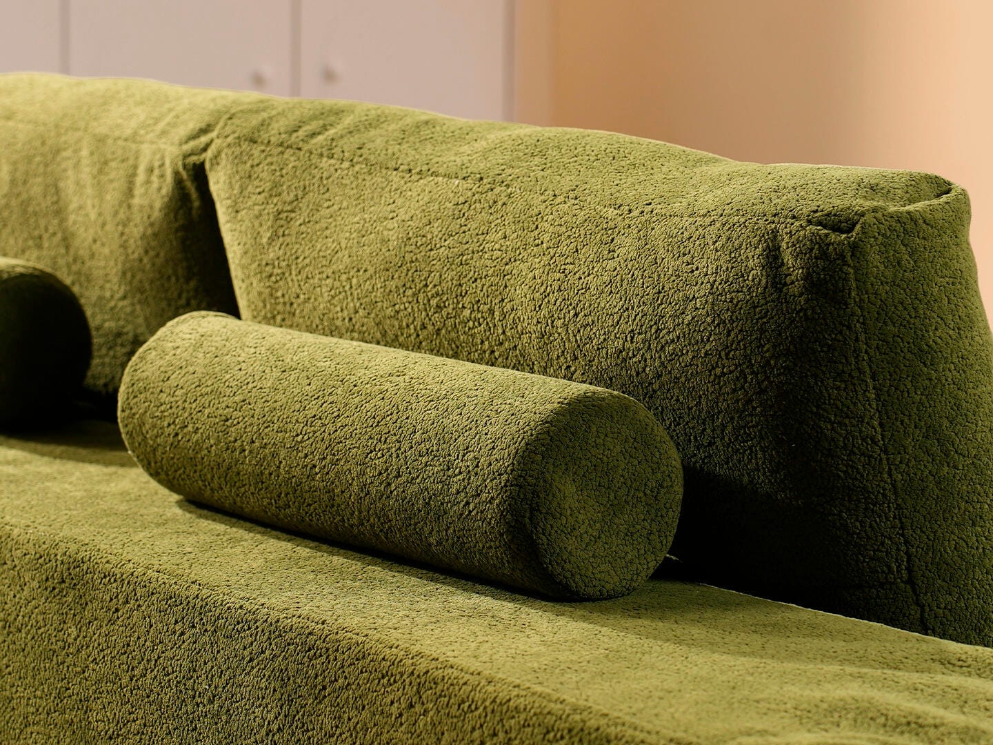 HOMLUX Textured 3-Piece Modular Sofa Chaise, Green, large