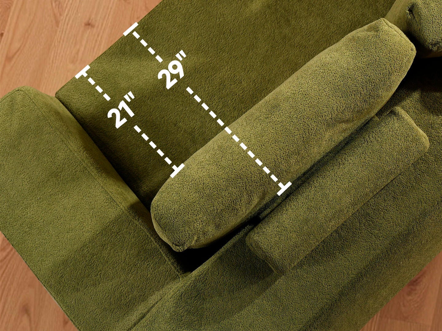 HOMLUX Textured 3-Piece Modular Sofa Chaise, Green, large