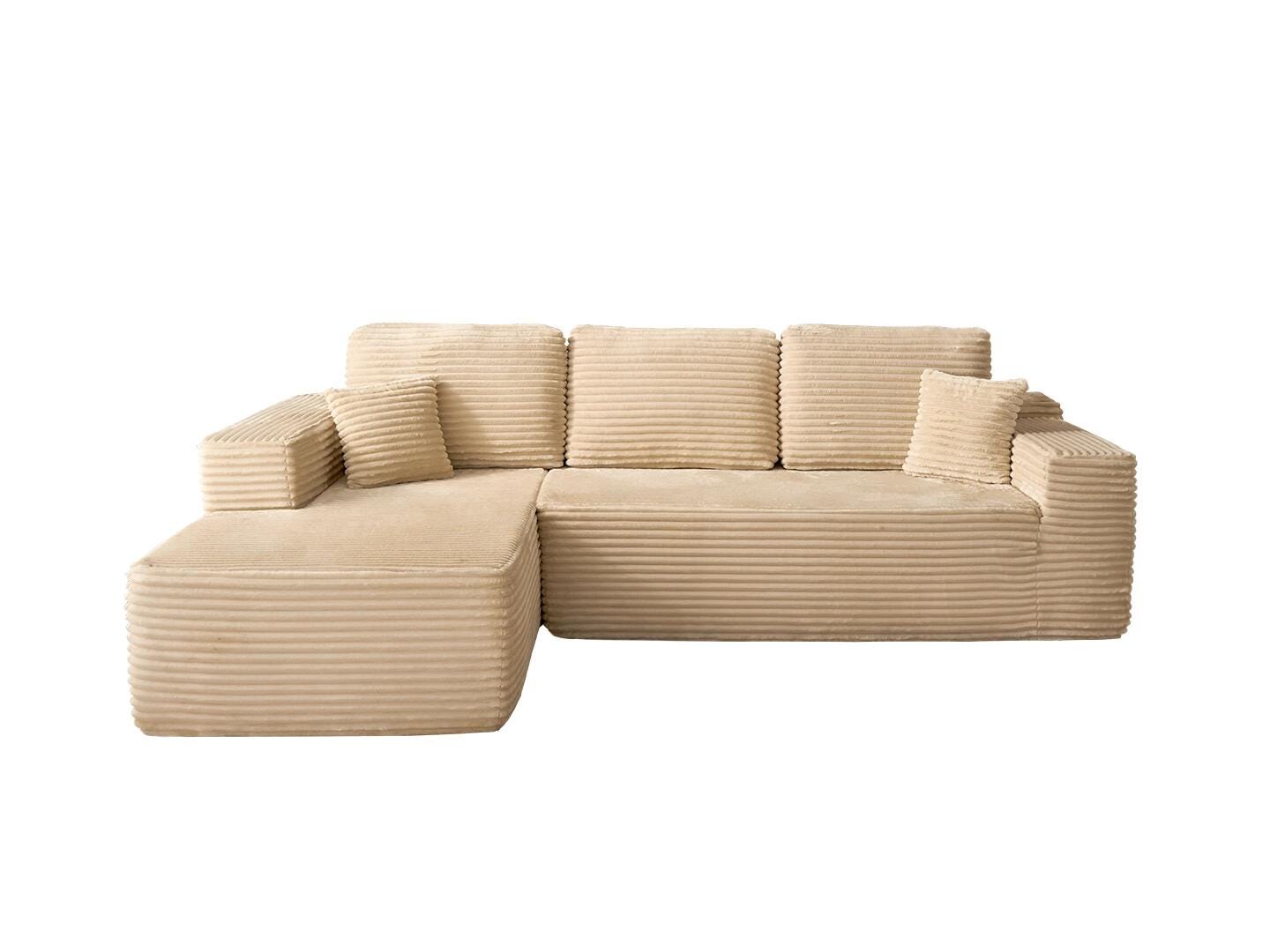 HOMLUX Cozy 3-Piece Modular Sofa Chaise, Beige, large
