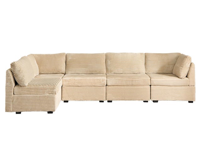 HOMLUX Textured 5-Piece Modular Sectional Sofa Set