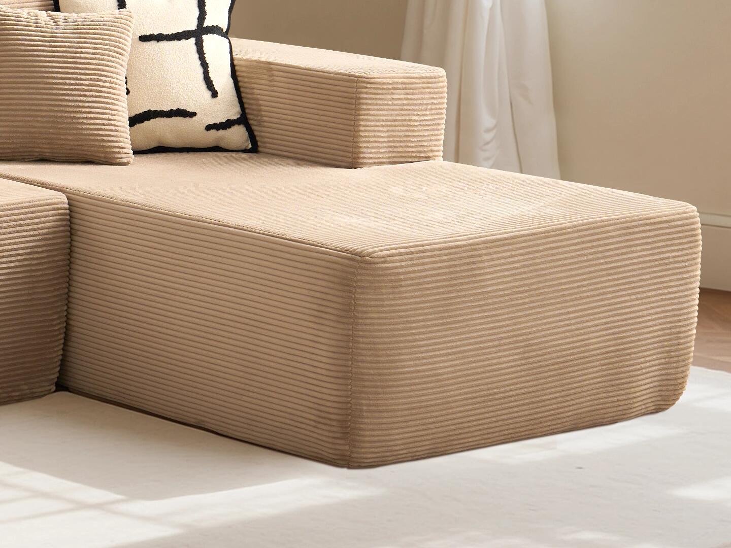 HOMLUX 3-Piece Modular Sofa Chaise, Camel, large