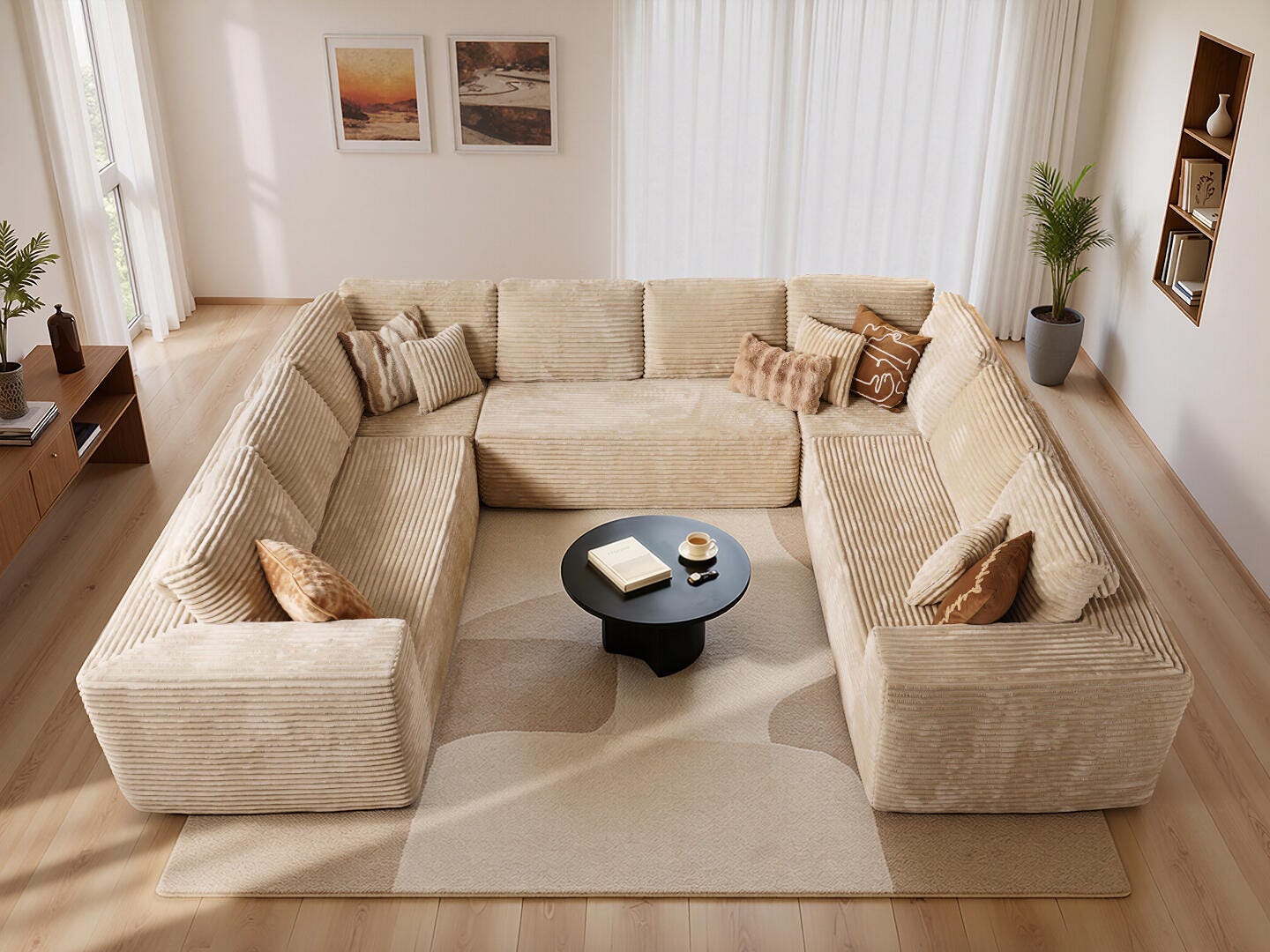 HOMLUX 5-Piece Modular U Shaped Sectional Sofa Set, , rollover