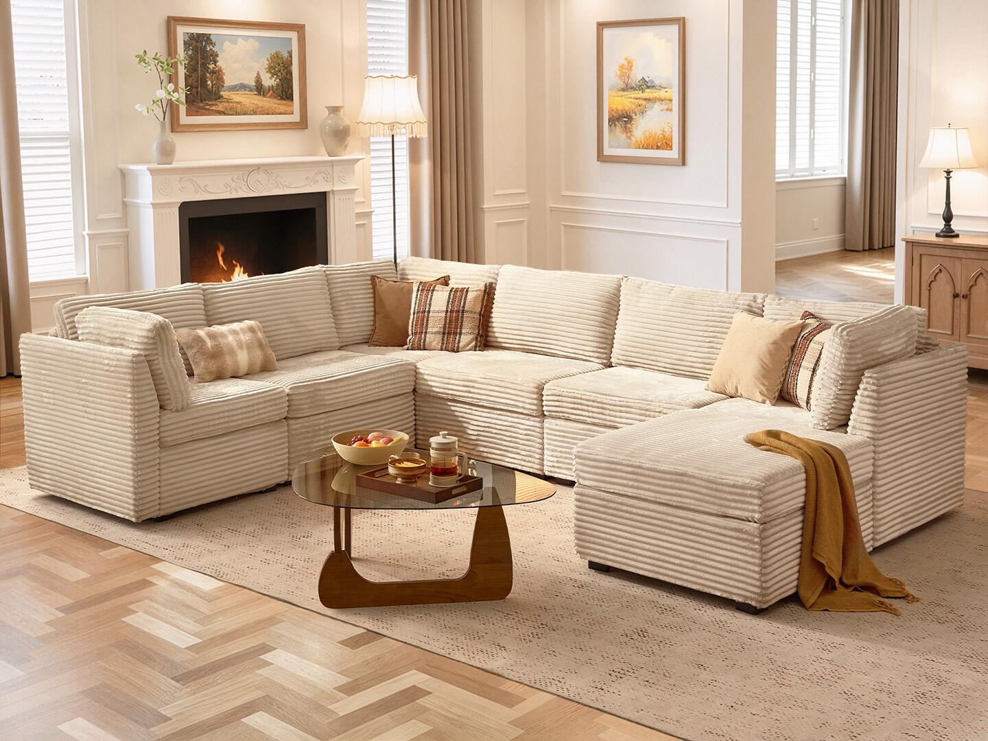HOMLUX 7-Piece Modual Sectional Sofa Set, , rollover