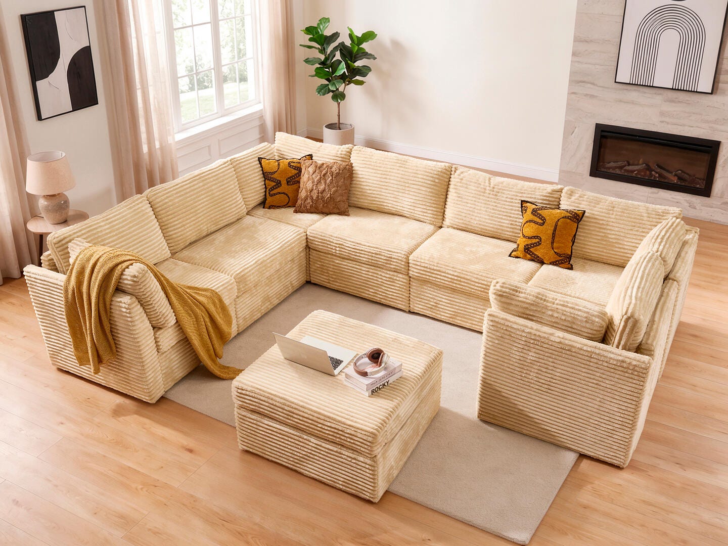 HOMLUX Solid 8-Piece Modual Sectional Sofa Set, , rollover