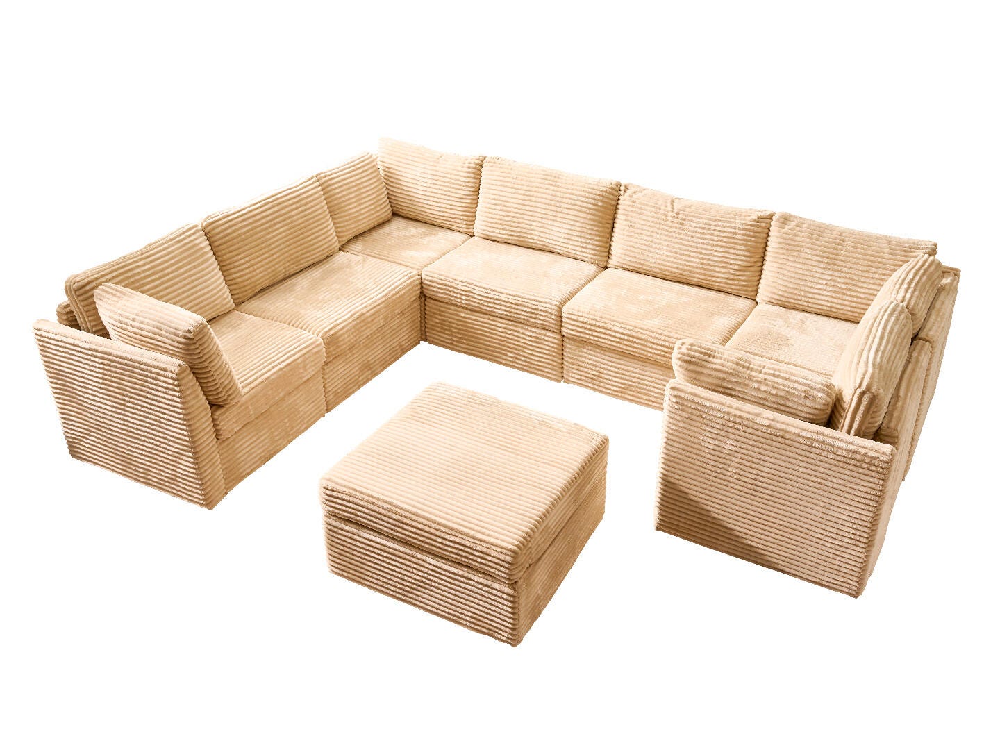HOMLUX Solid 8-Piece Modual Sectional Sofa Set, , large