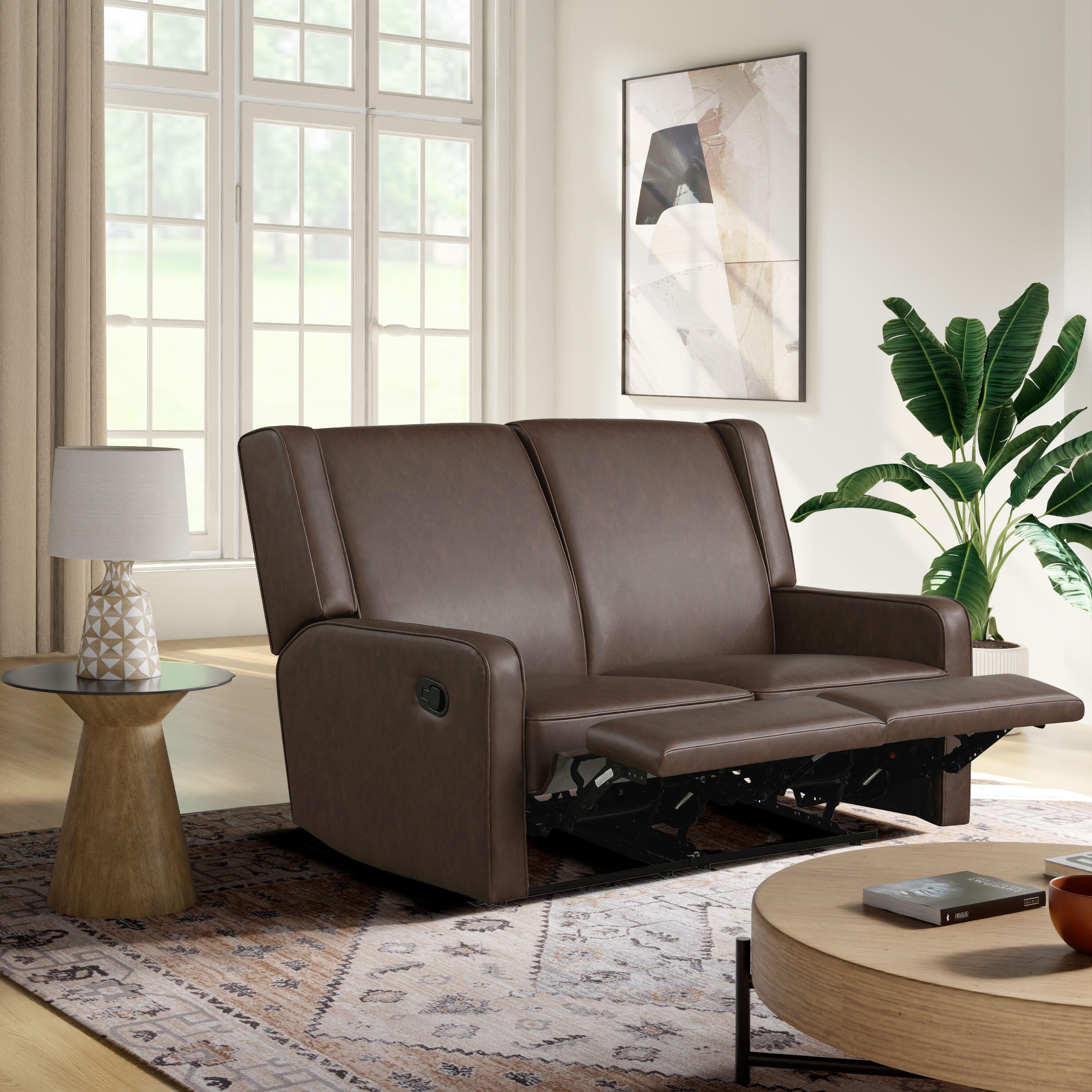 Relax-A-Lounger Emerson Manual Reclining Loveseat, Brown, large