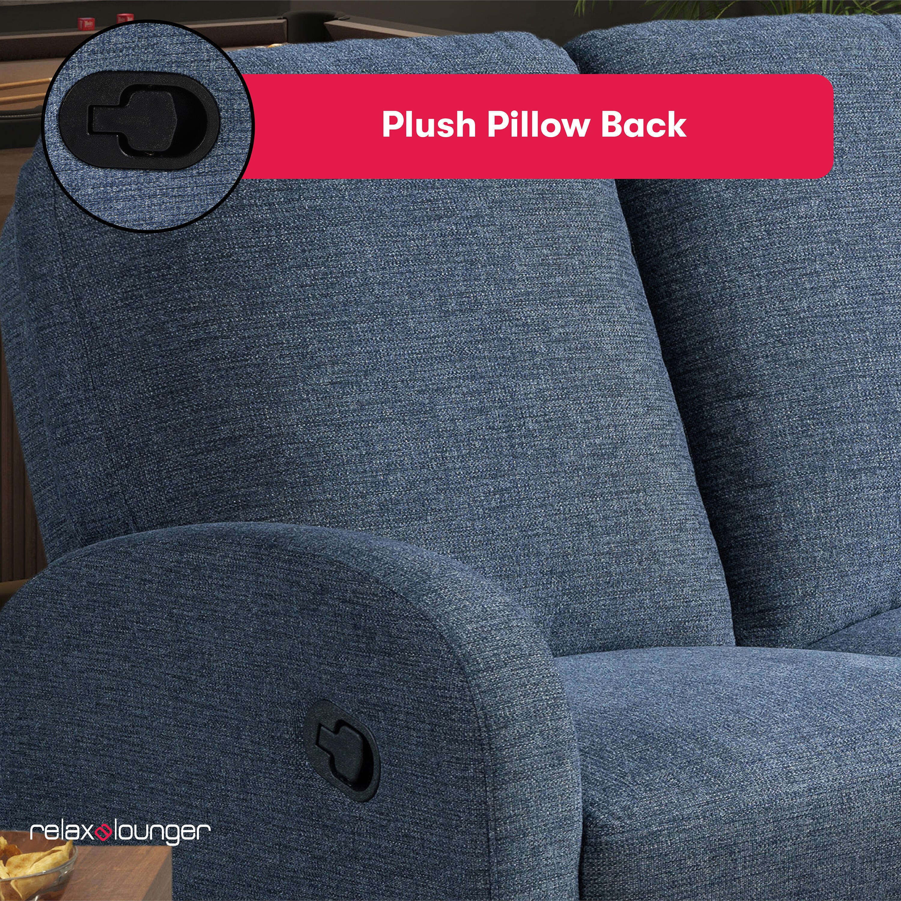 Relax-A-Lounger Paloma Manual Reclining Loveseat, Blue, large