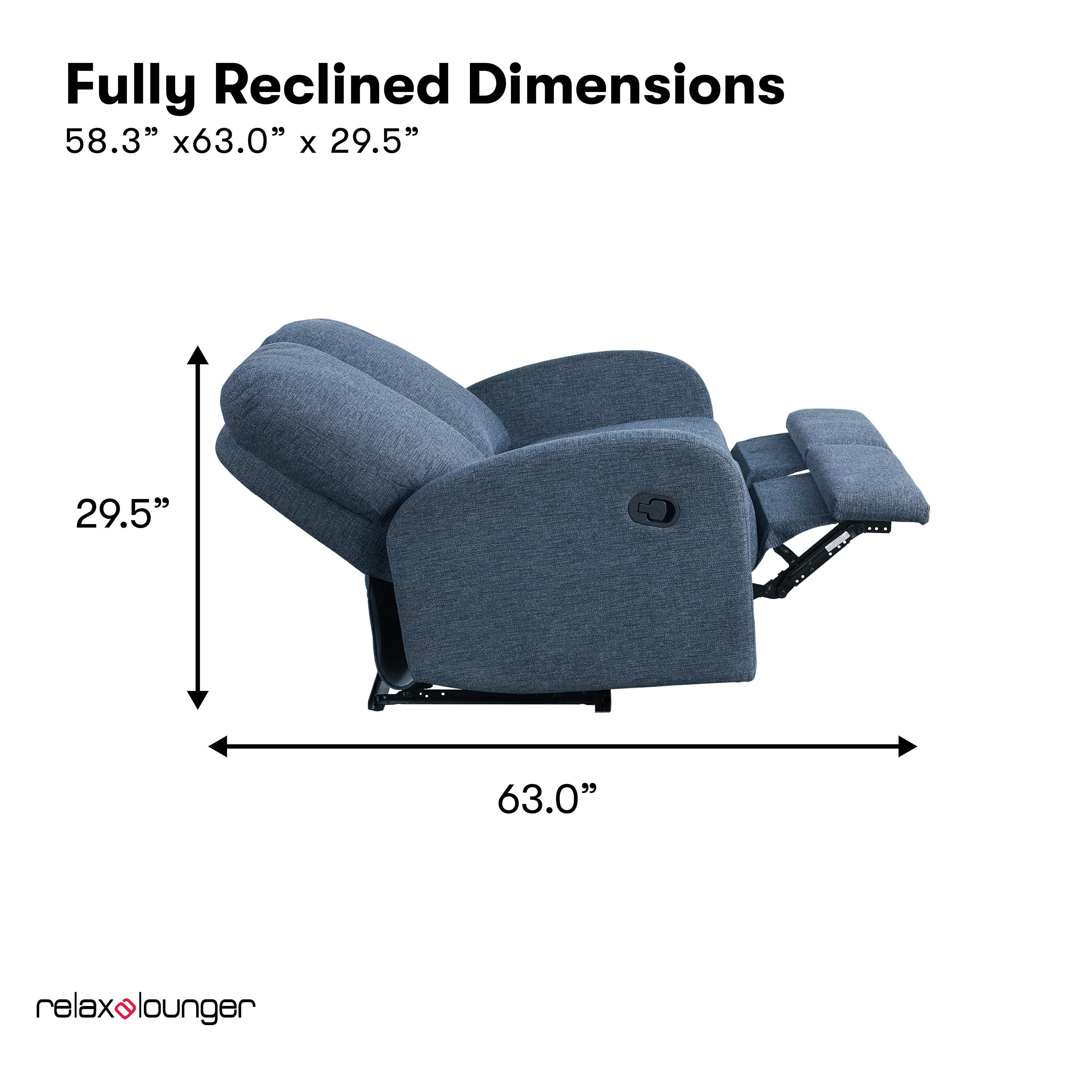 Relax-A-Lounger Paloma Manual Reclining Loveseat, Blue, large