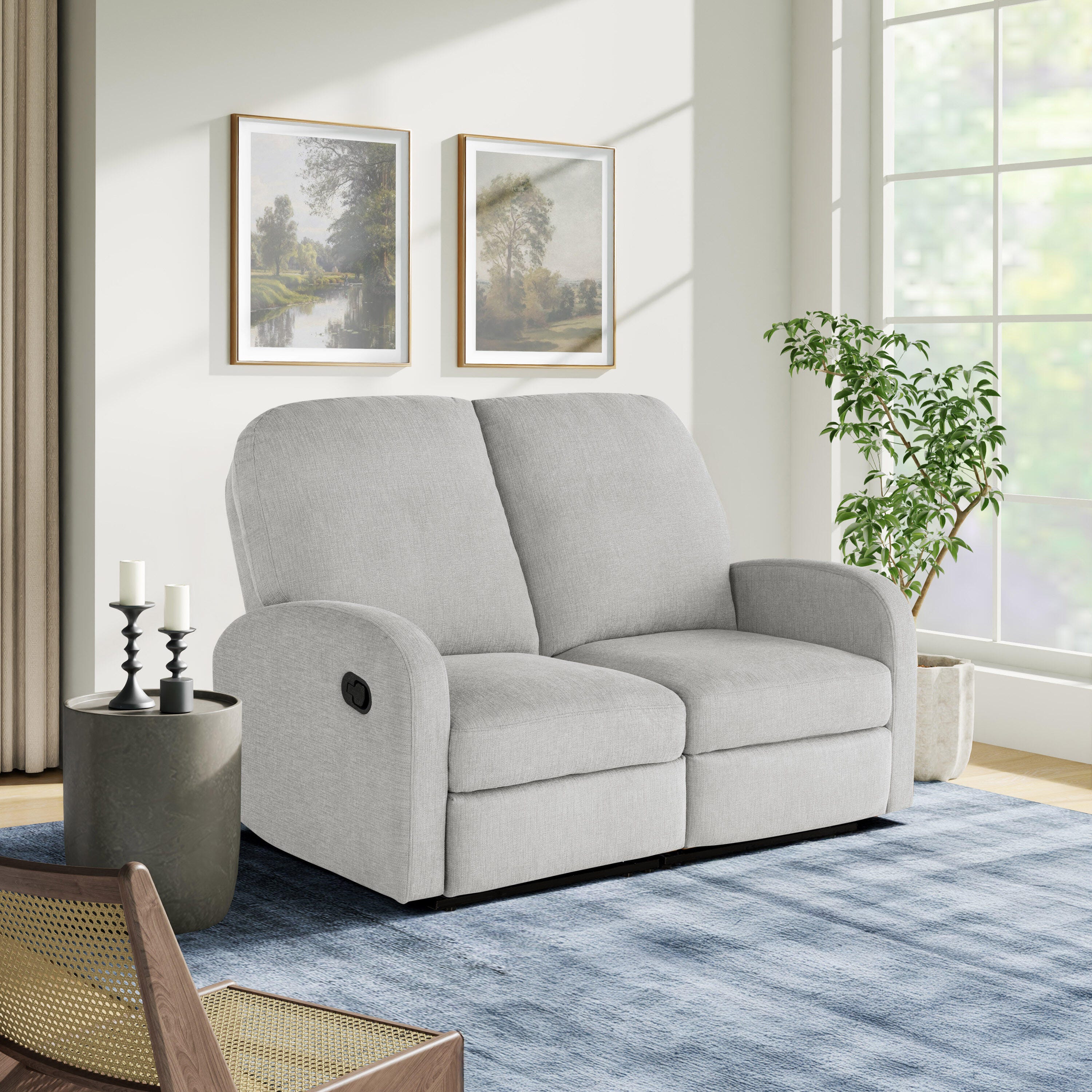 Relax-A-Lounger Paloma Manual Reclining Loveseat, Light Gray, rollover
