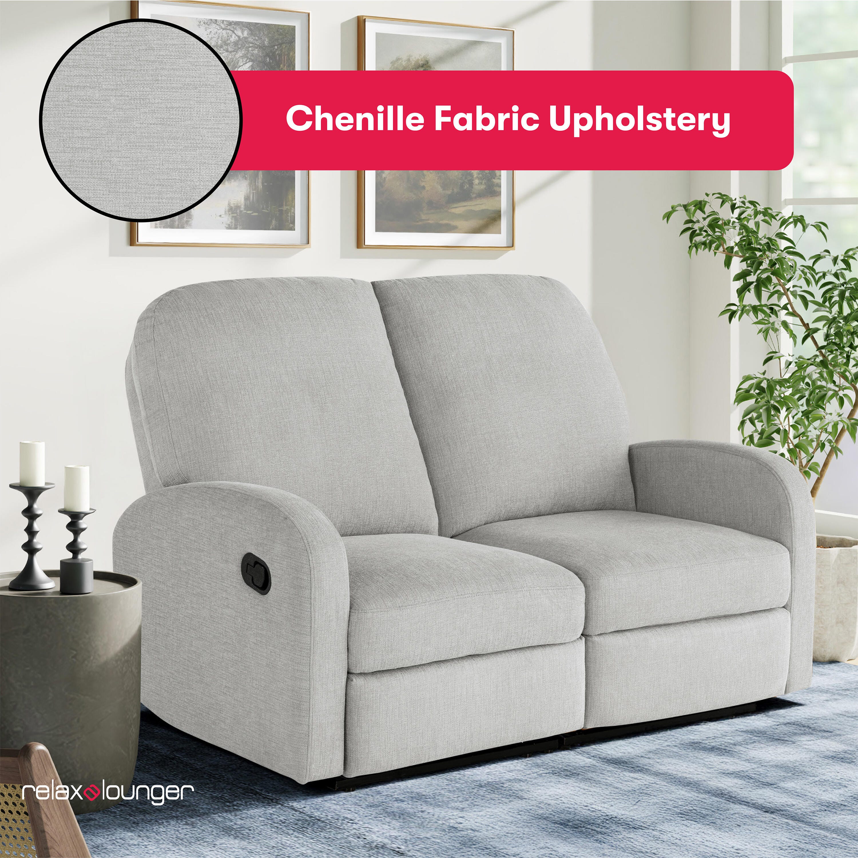 Relax-A-Lounger Paloma Manual Reclining Loveseat, Light Gray, large
