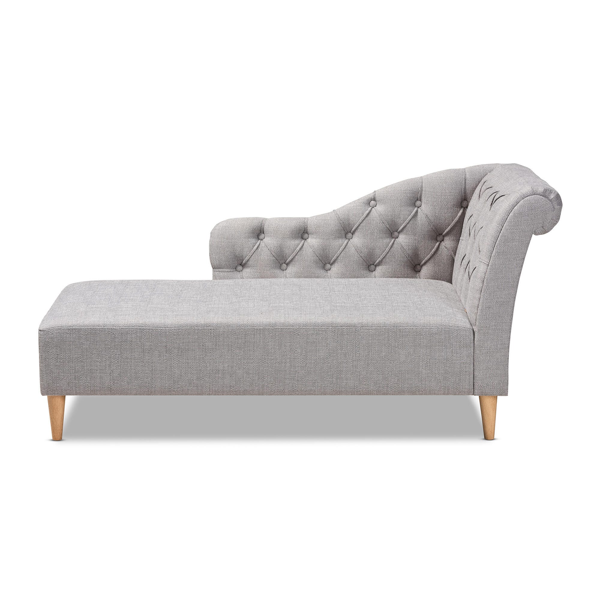 Baxton Studio Modern Upholstered Chaise Lounge, Gray, large