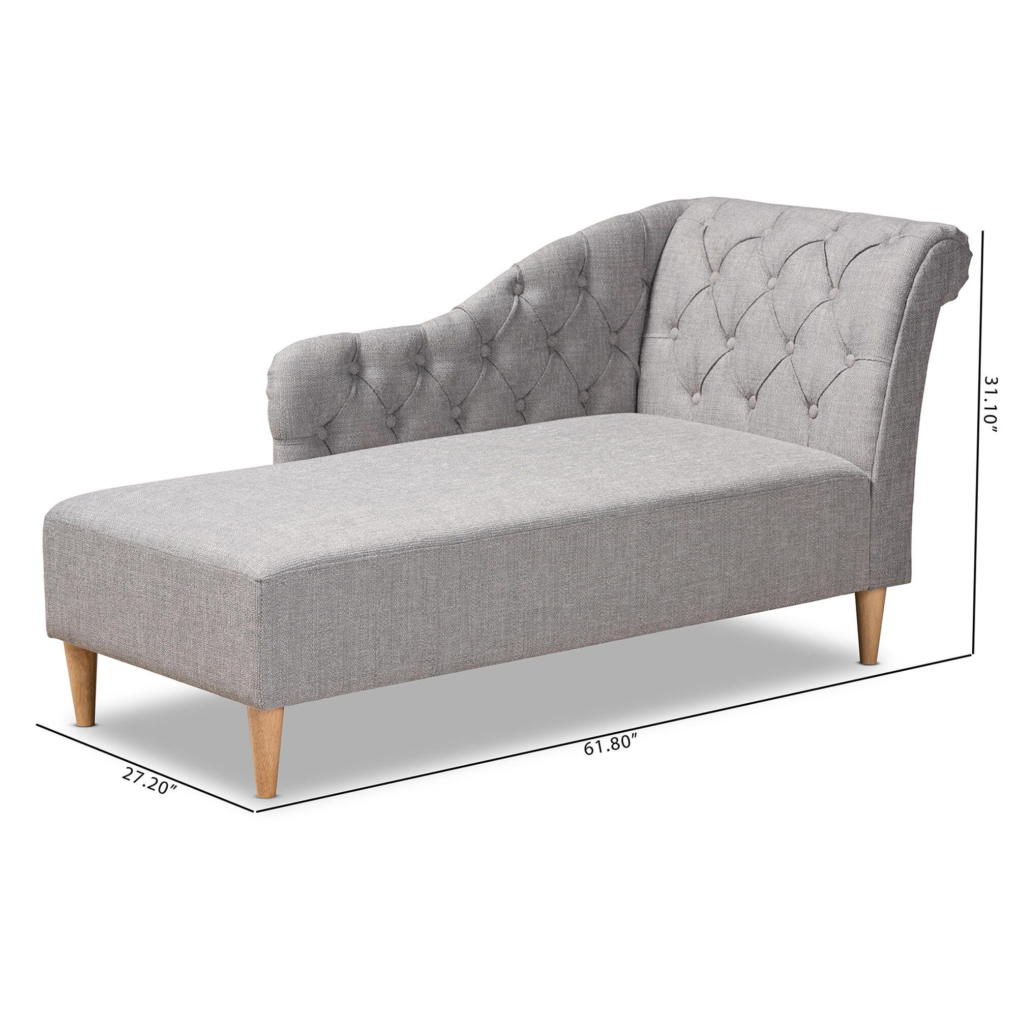 Baxton Studio Modern Upholstered Chaise Lounge, Gray, large