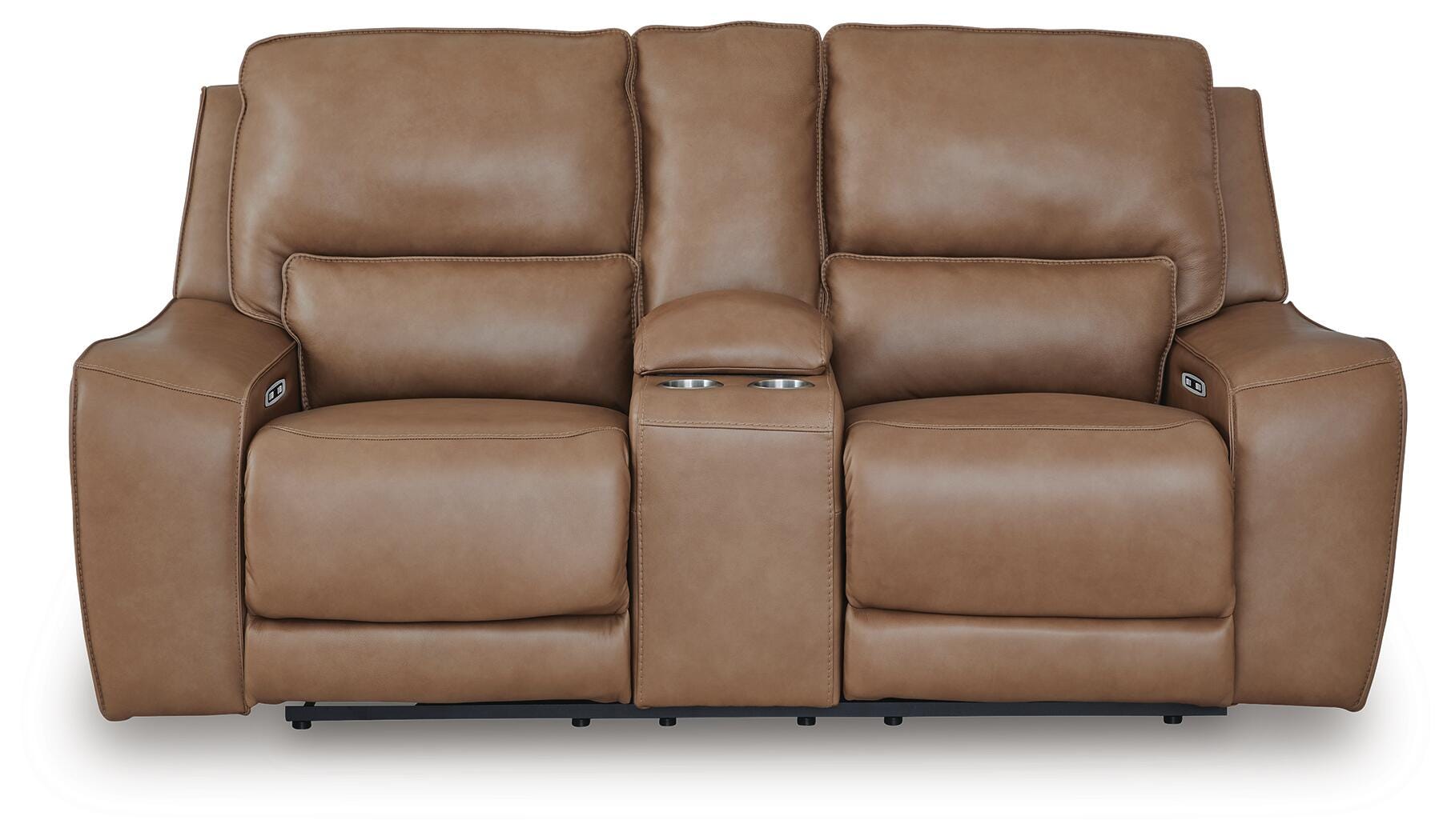 Silverbrooke Power Reclining Loveseat with Console, Caramel, large