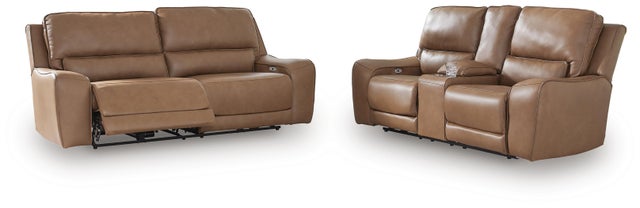 Silverbrooke Dual Power Leather Reclining Sofa and Loveseat