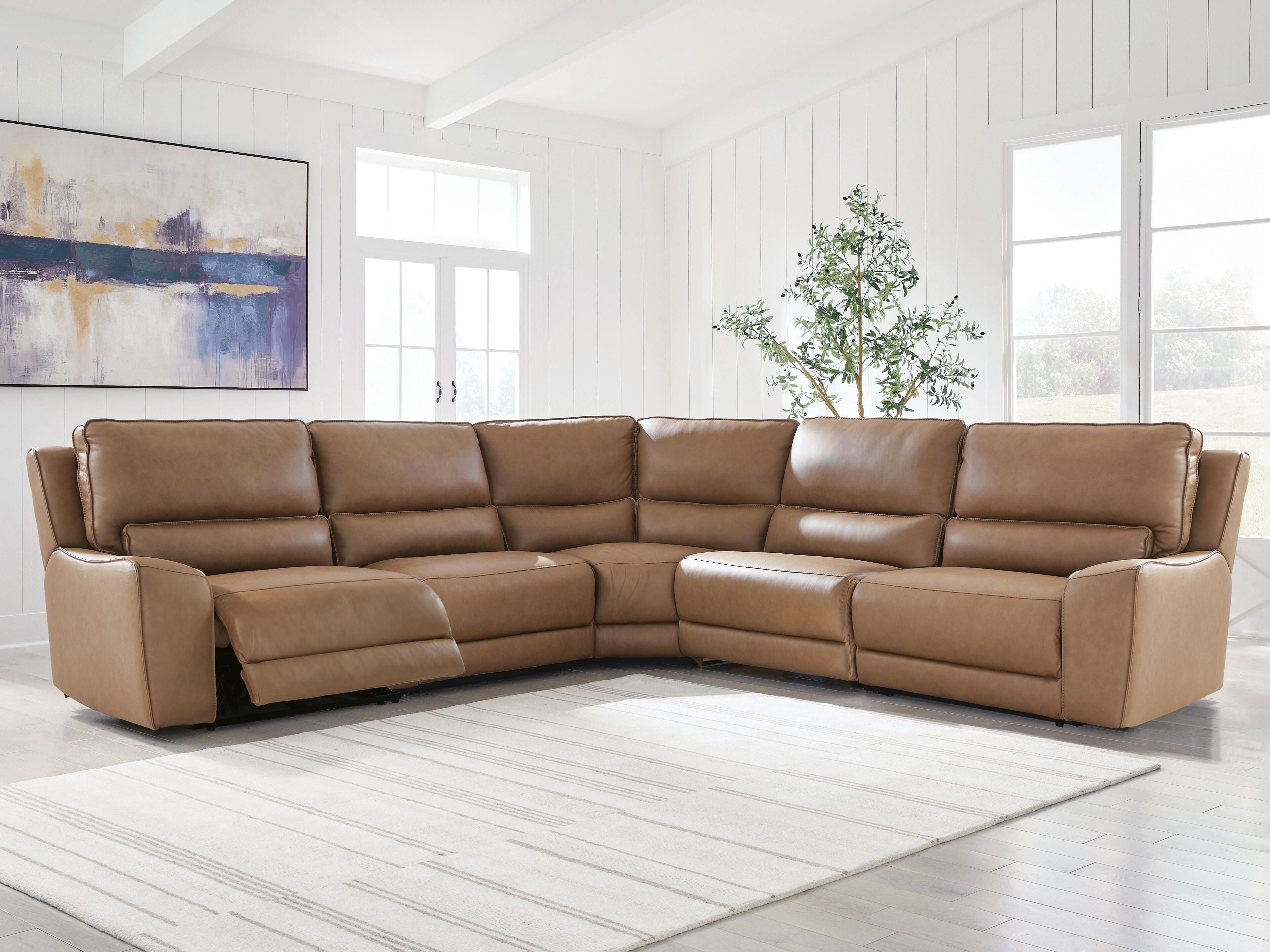 スプリング　ブラウン38 Silverbrooke 5-Piece Leather Dual Power Reclining Modular