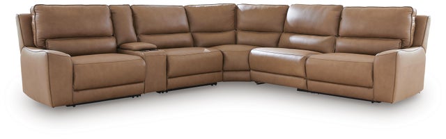Silverbrooke 6-Piece Leather Dual Power Reclining Modular Sectional with Console