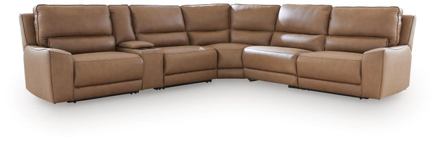 Silverbrooke 6-Piece Leather Dual Power Reclining Modular Sectional With Storage Console