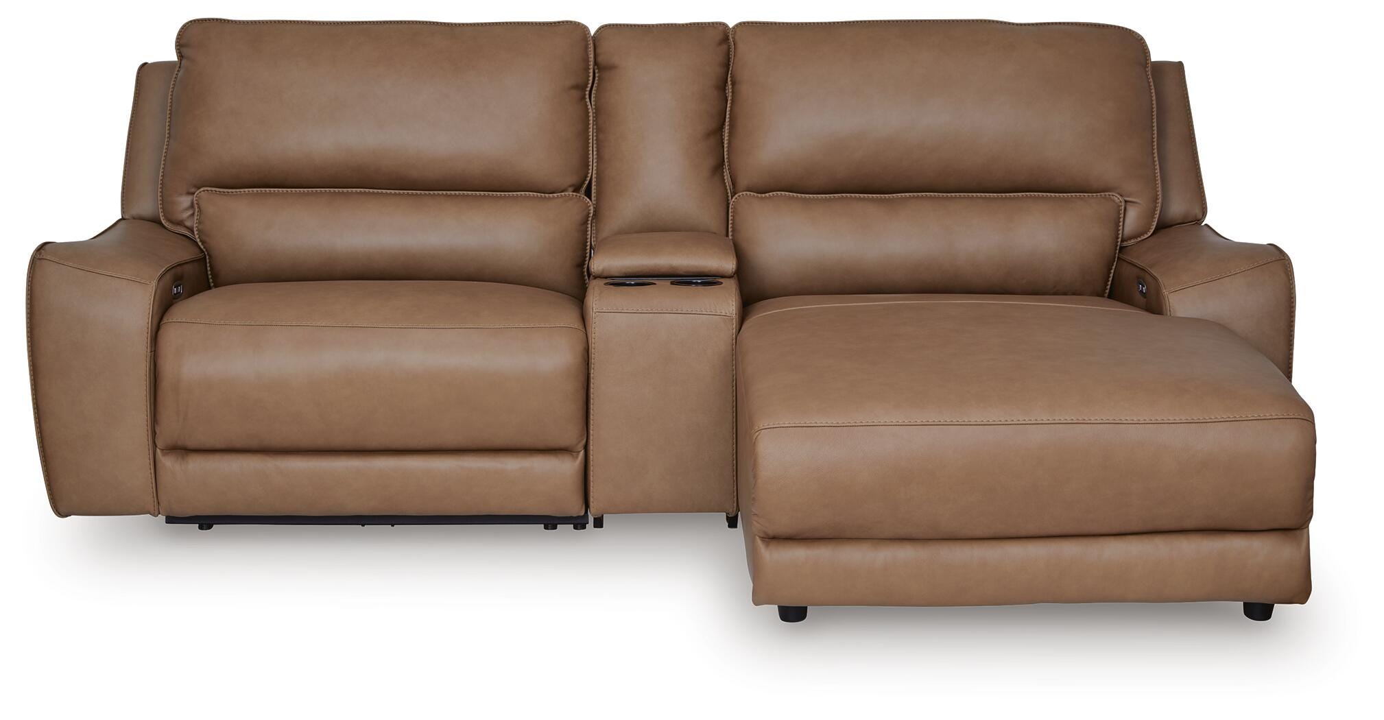 Silverbrooke 3-Piece Power Reclining Sectional with Chaise, Caramel, large
