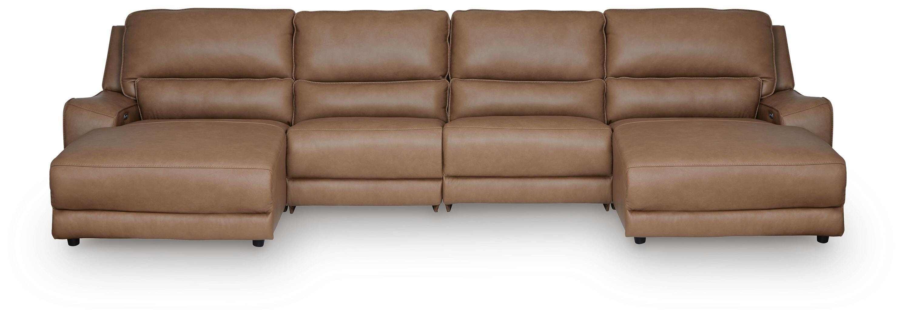 Ashley Silverbrooke 4-piece Power Reclining Sectional With Chaise In Brown
