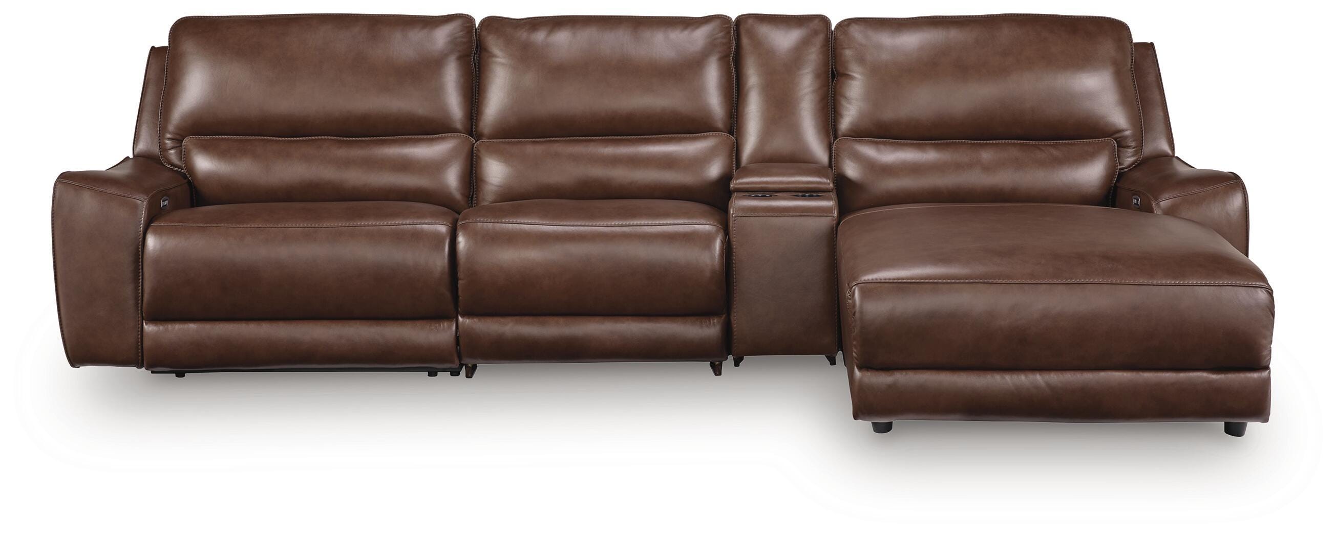 Seccional reclinable Silverbrooke de 4 piezas con chaise longue y consola de almacenamiento - image 1