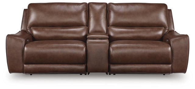 Silverbrooke 3-Piece Leather Dual Power Reclining Modular Loveseat With Storage Console