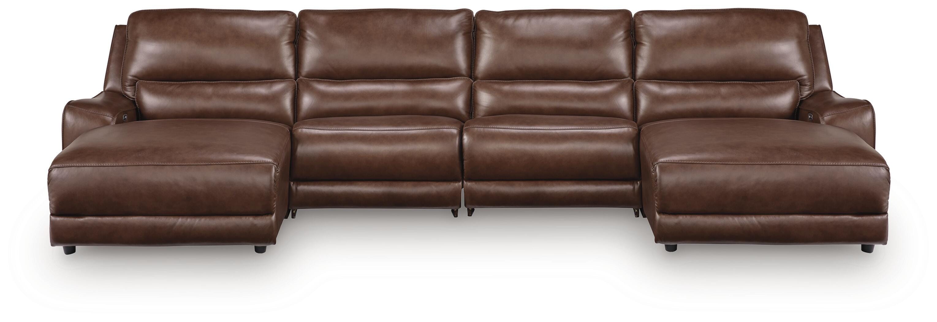 Ashley Silverbrooke 4-piece Power Reclining Sectional With Chaise In Brown