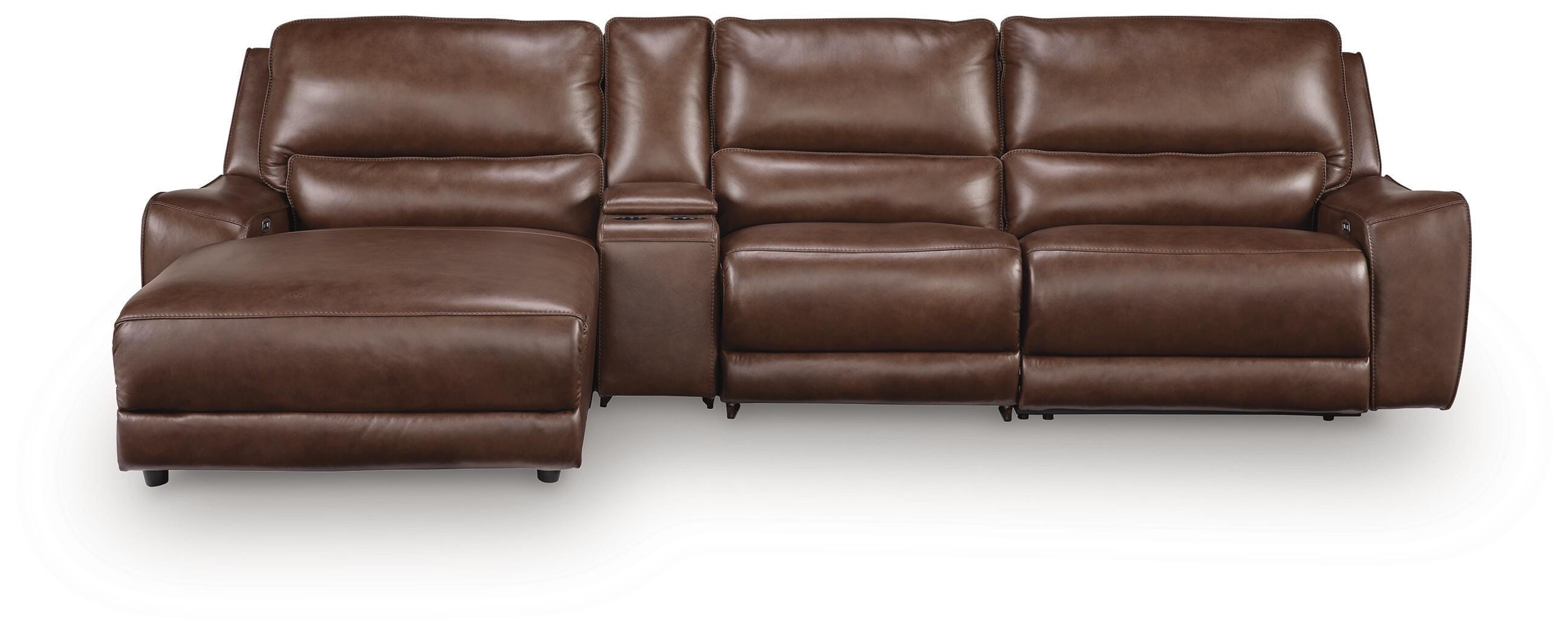 Seccional reclinable Silverbrooke de 4 piezas con chaise longue y consola de almacenamiento - image 1