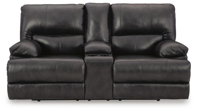 Mountainous Dual Power Leather Reclining Loveseat with Console