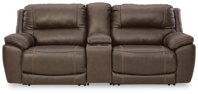 Dunleith 3-Piece Dual Power Leather Reclining Loveseat with Console