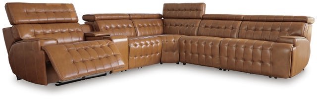 Temmpton 6-Piece Leather Power Reclining Modular Sectional
