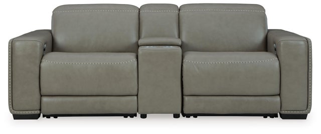 Correze 3-Piece Dual Power Leather Reclining Modular Loveseat with Console