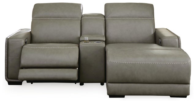 Correze 3-Piece Dual Power Leather Reclining Modular Sectional with Console and Chaise