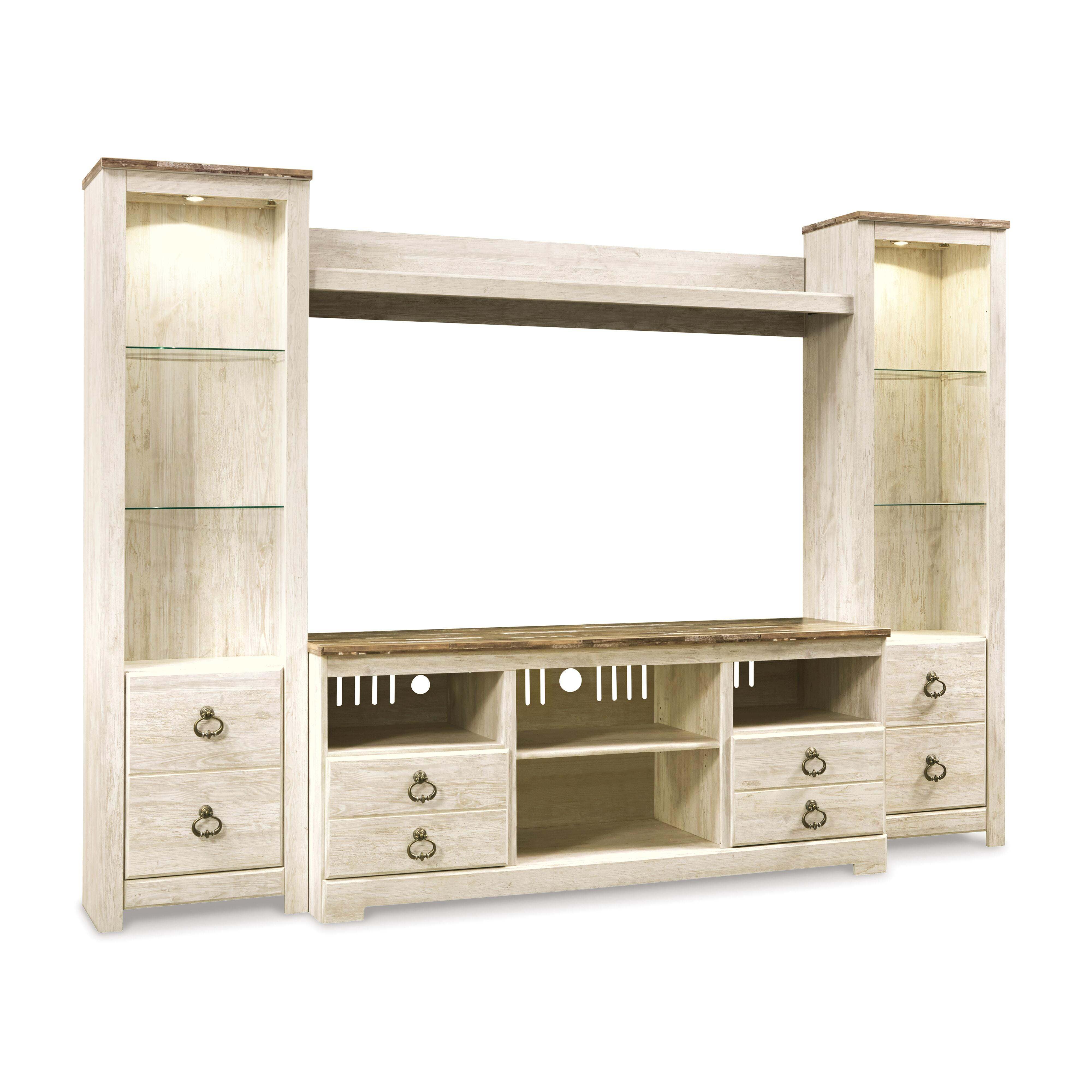 Willowton 4-Piece Entertainment Center, Whitewash, large