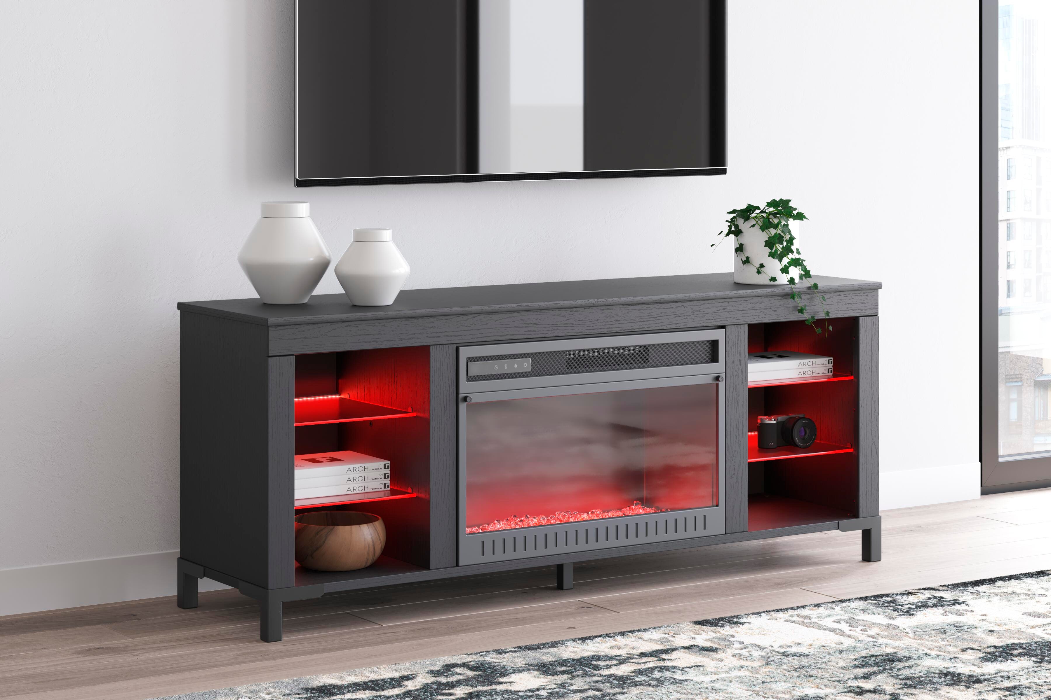 Cayberry 60" TV Stand with Electric Fireplace, , large