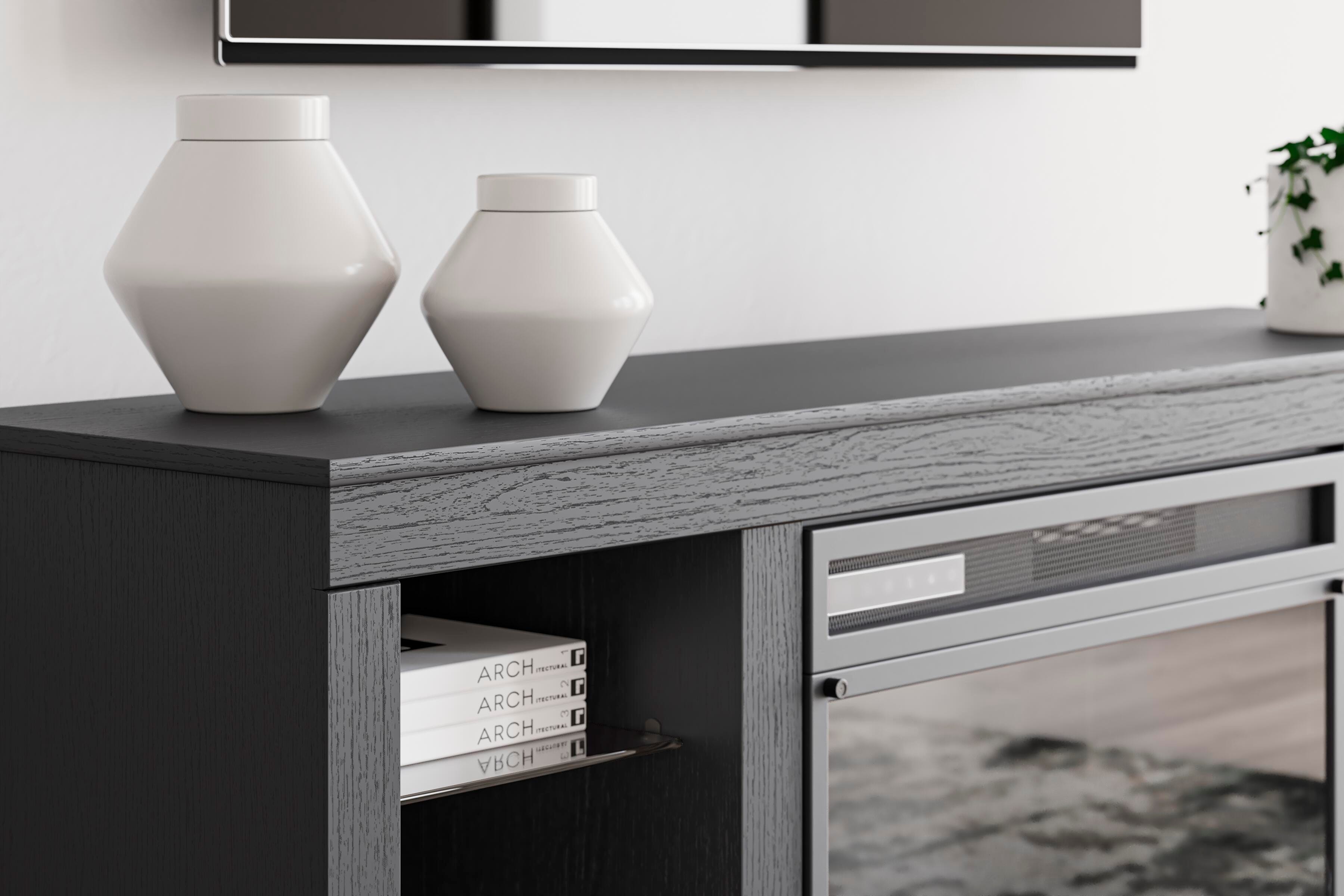 Cayberry 60" TV Stand with Electric Fireplace, , large