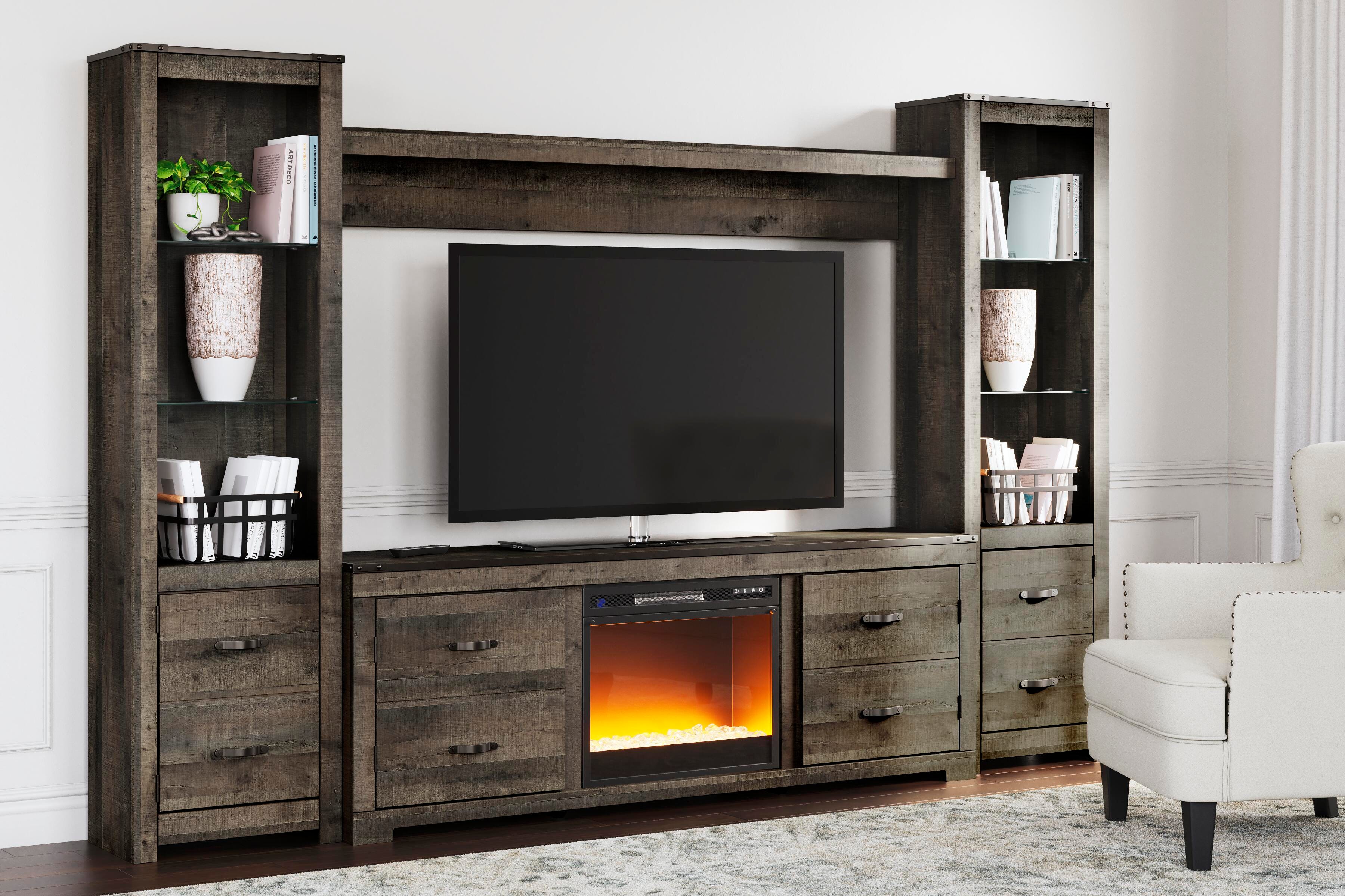 Trinell 4-Piece Entertainment Center with Electric Fireplace, , large