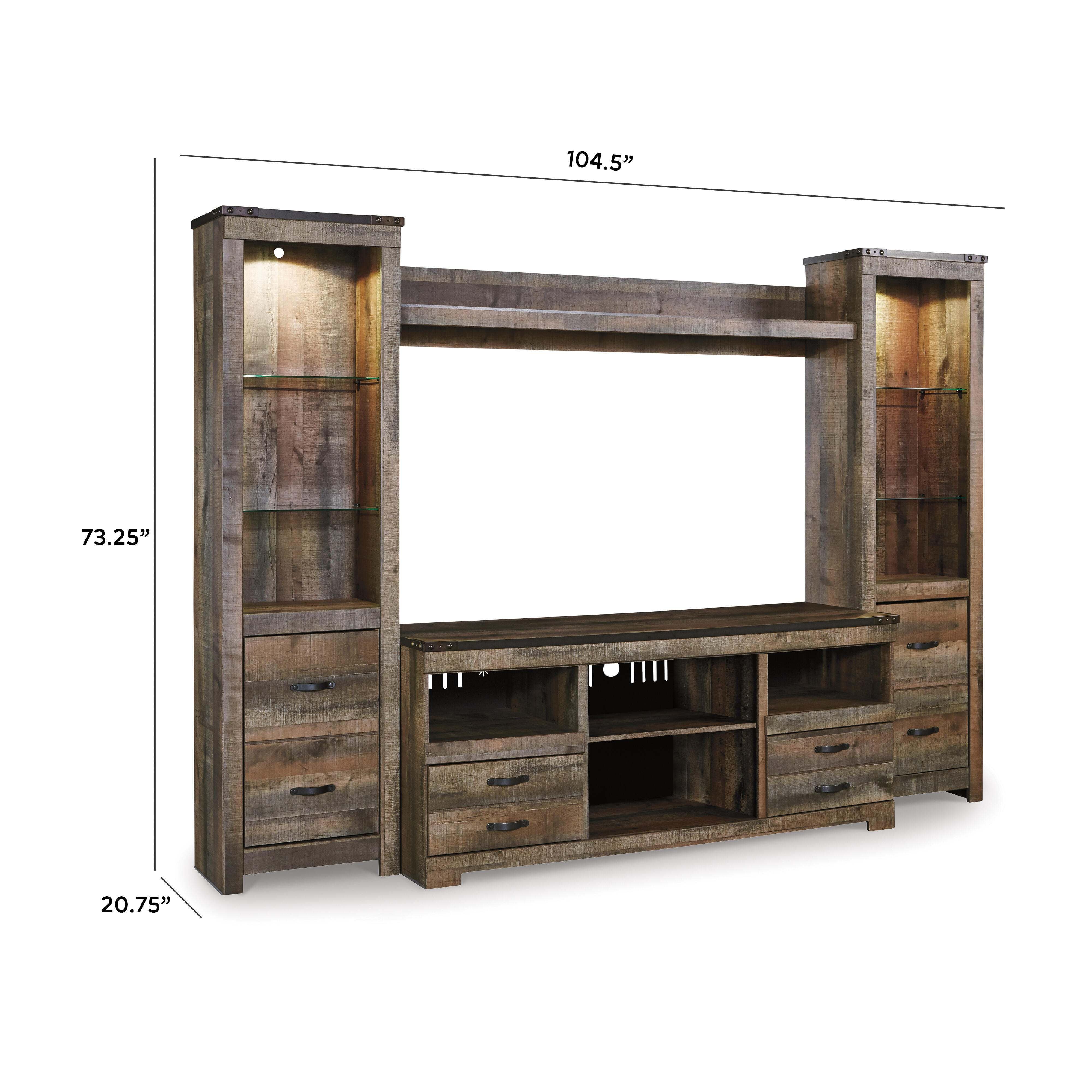 Trinell 4-Piece Entertainment Center, Brown, large