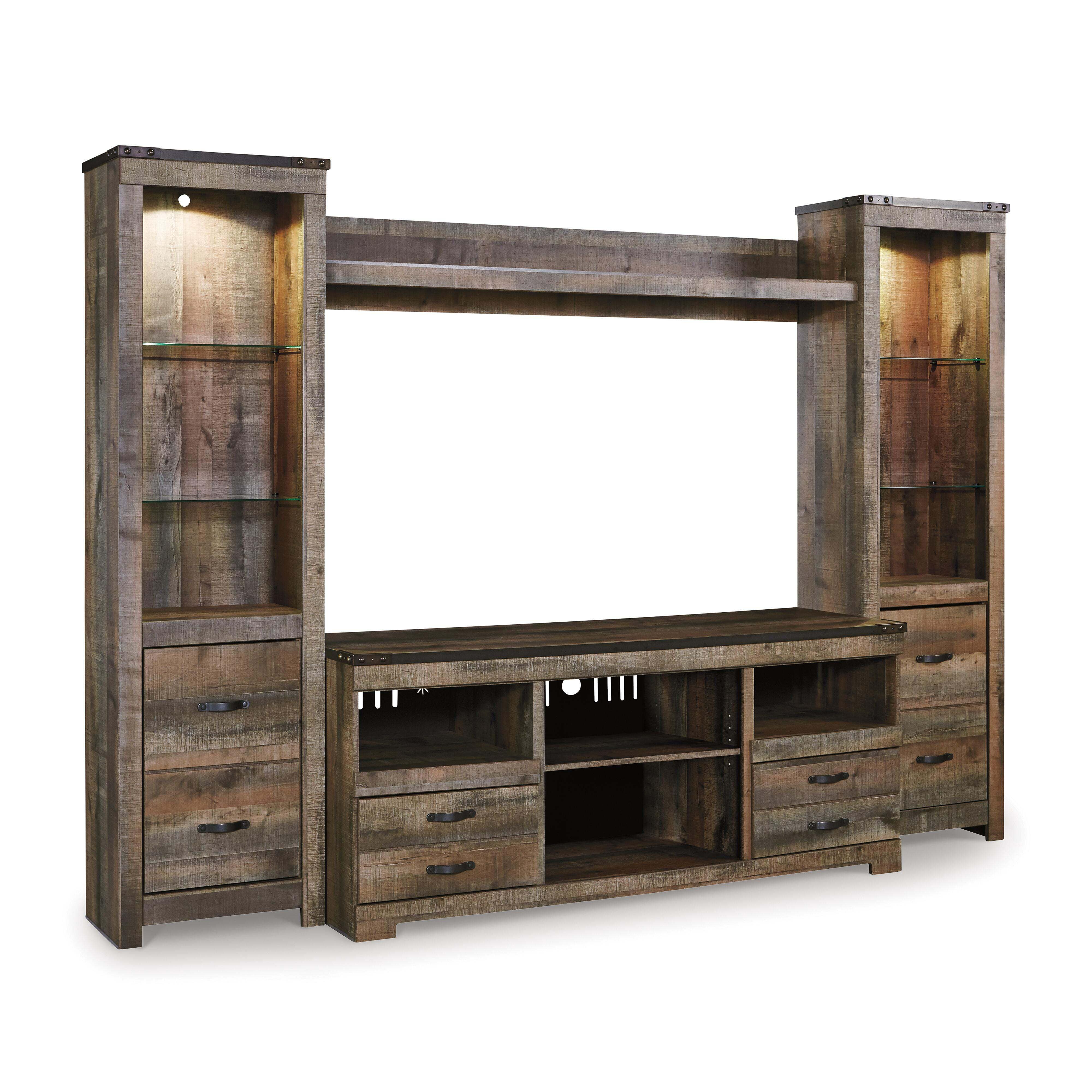 Trinell 4-Piece Entertainment Center, Brown, large