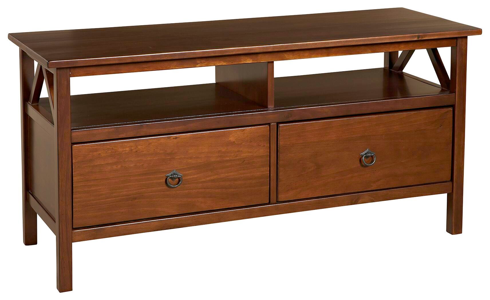 Linon Titian Media Center, Antique Tobacco Brown, large