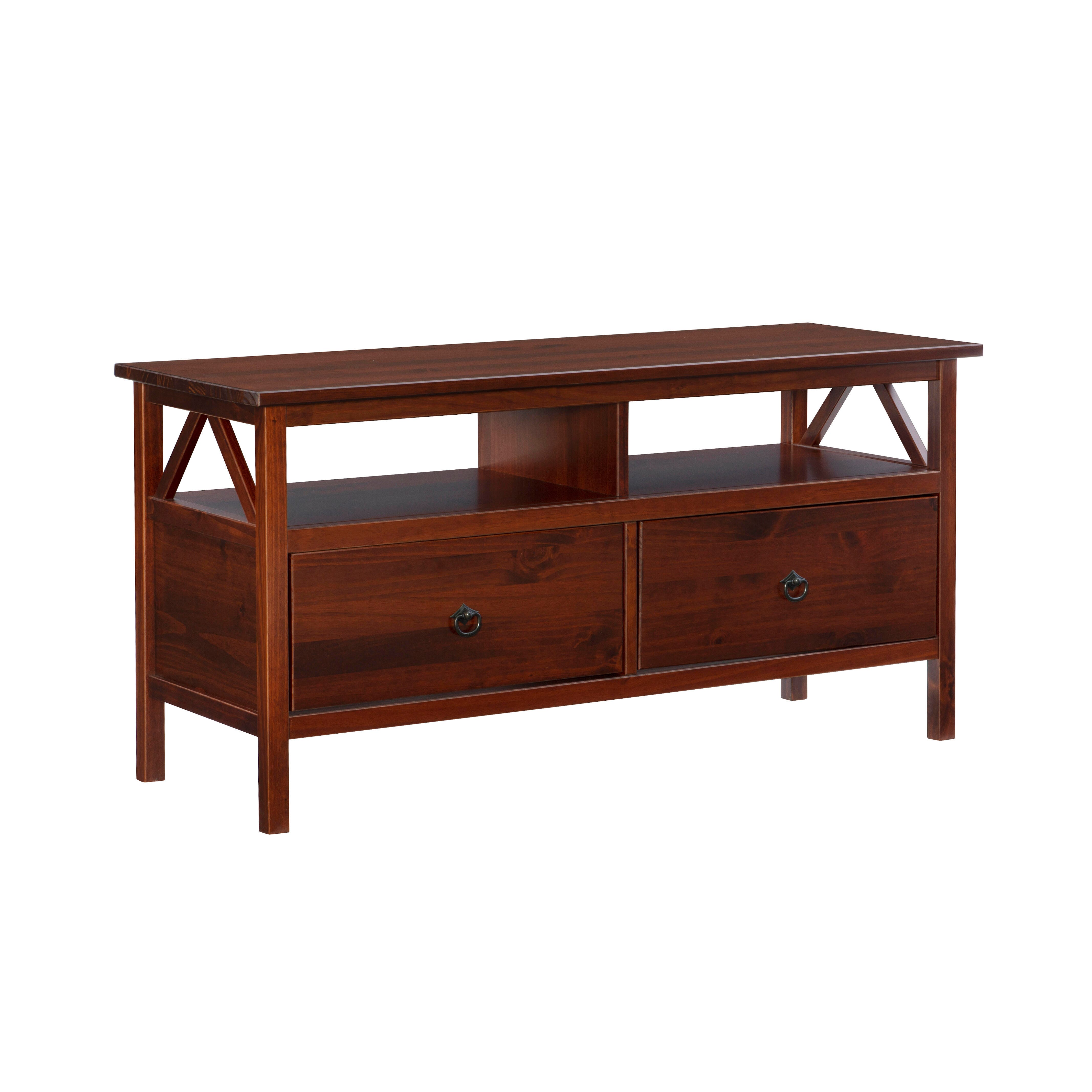 Linon Titian Media Center, Antique Tobacco Brown, large