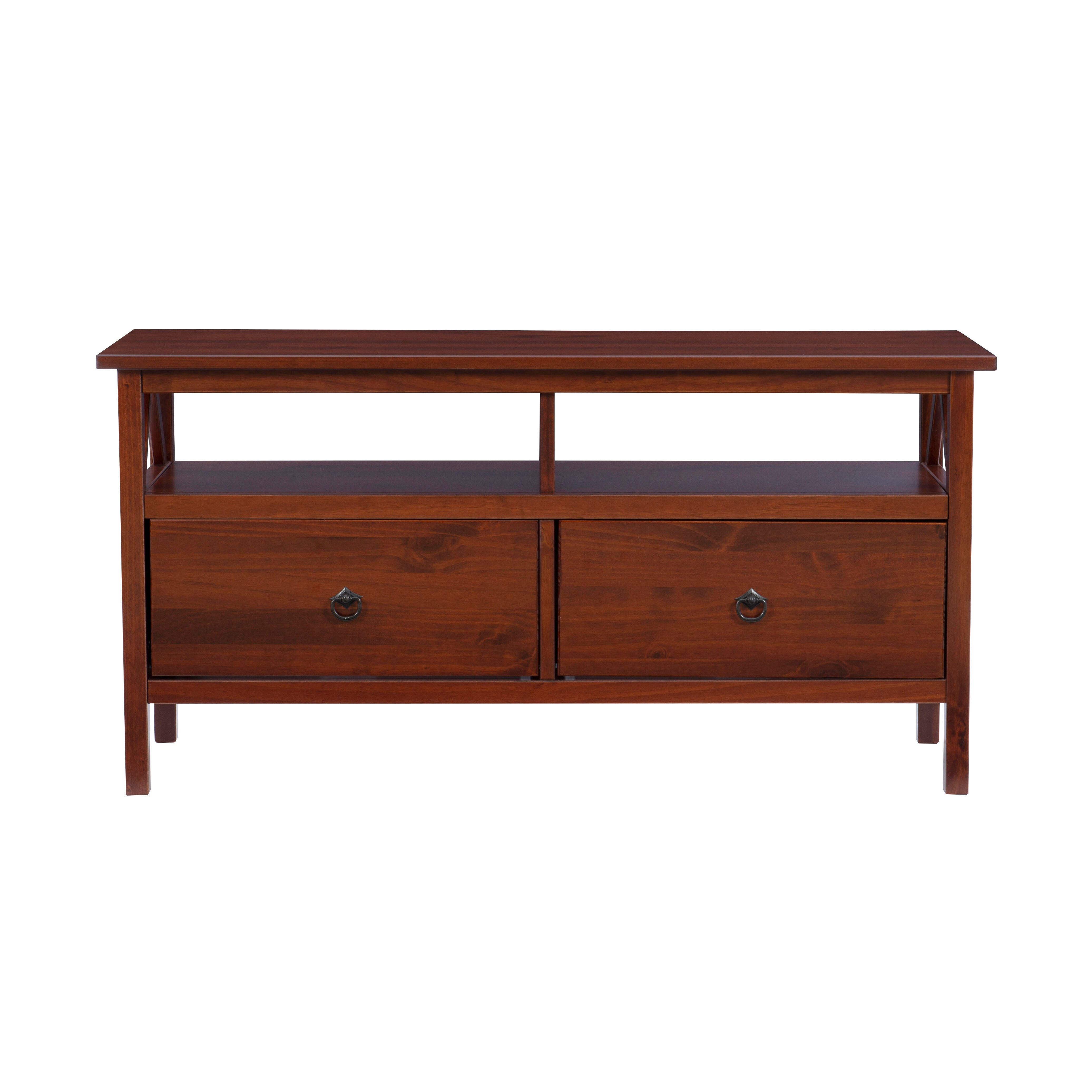 Linon Titian Media Center, Antique Tobacco Brown, large