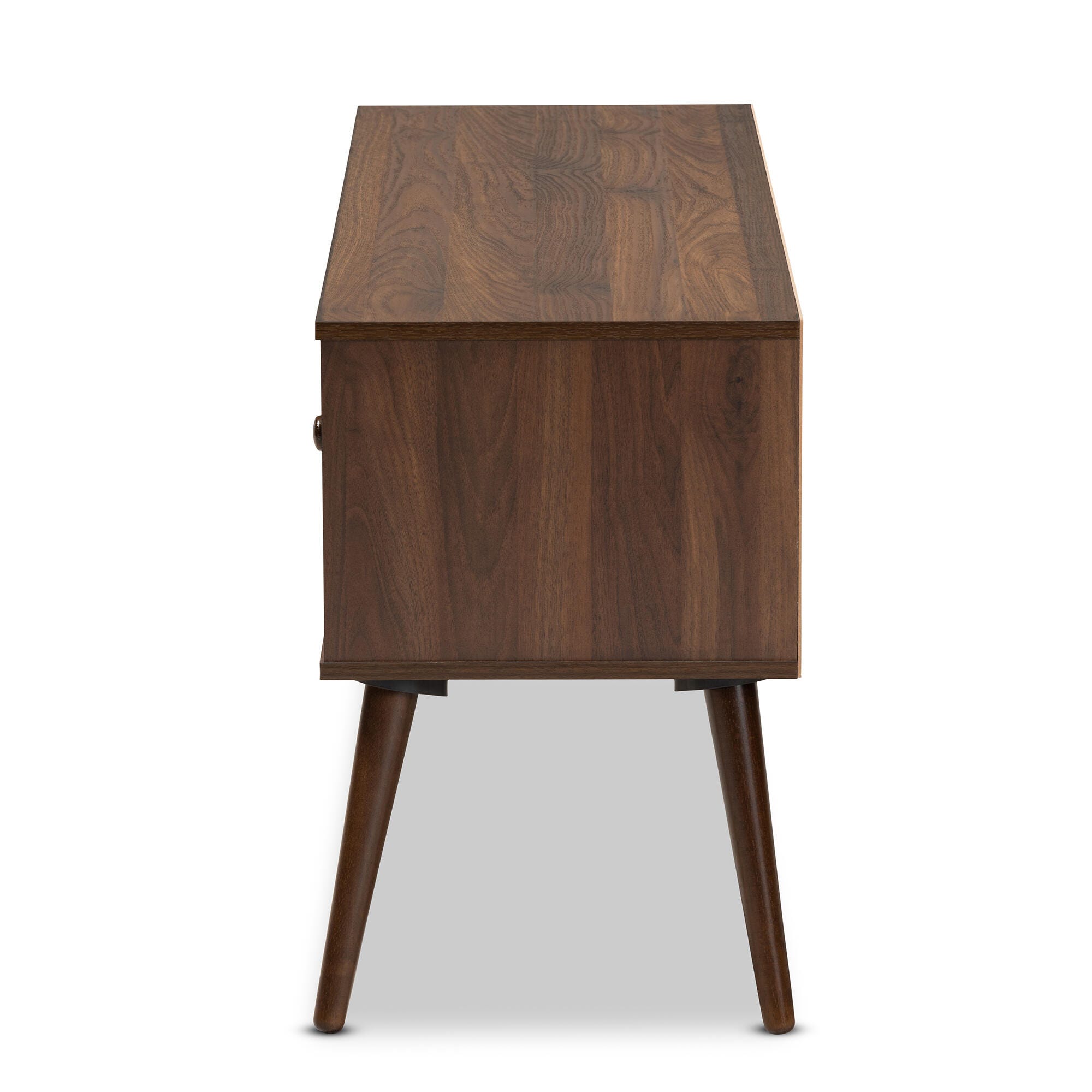 Baxton Studio Alard Walnut Brown 2-Door Wood TV Stand, , large