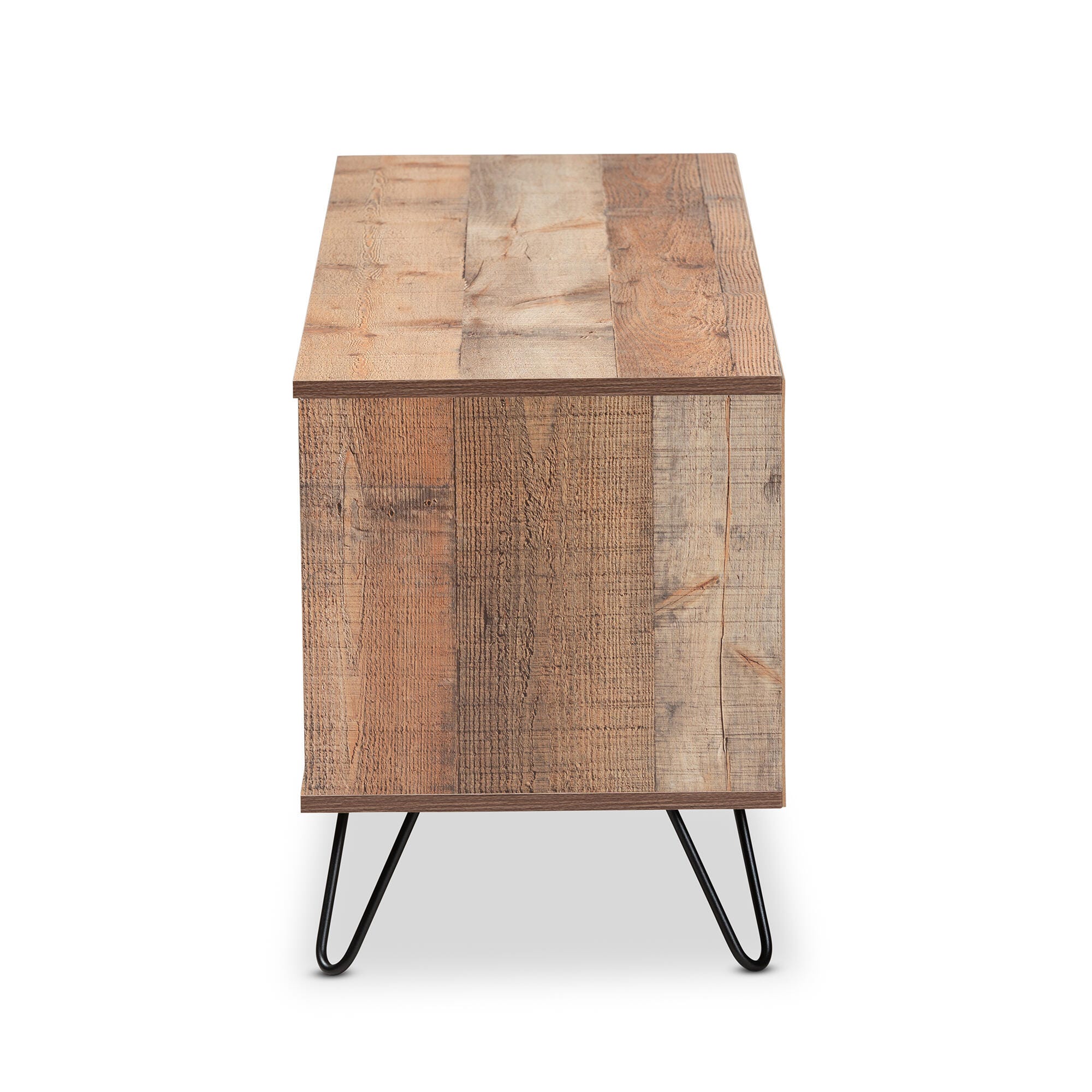 Baxton Studio Iver Rustic Oak Finished 1-Door Wood TV Stand, , large