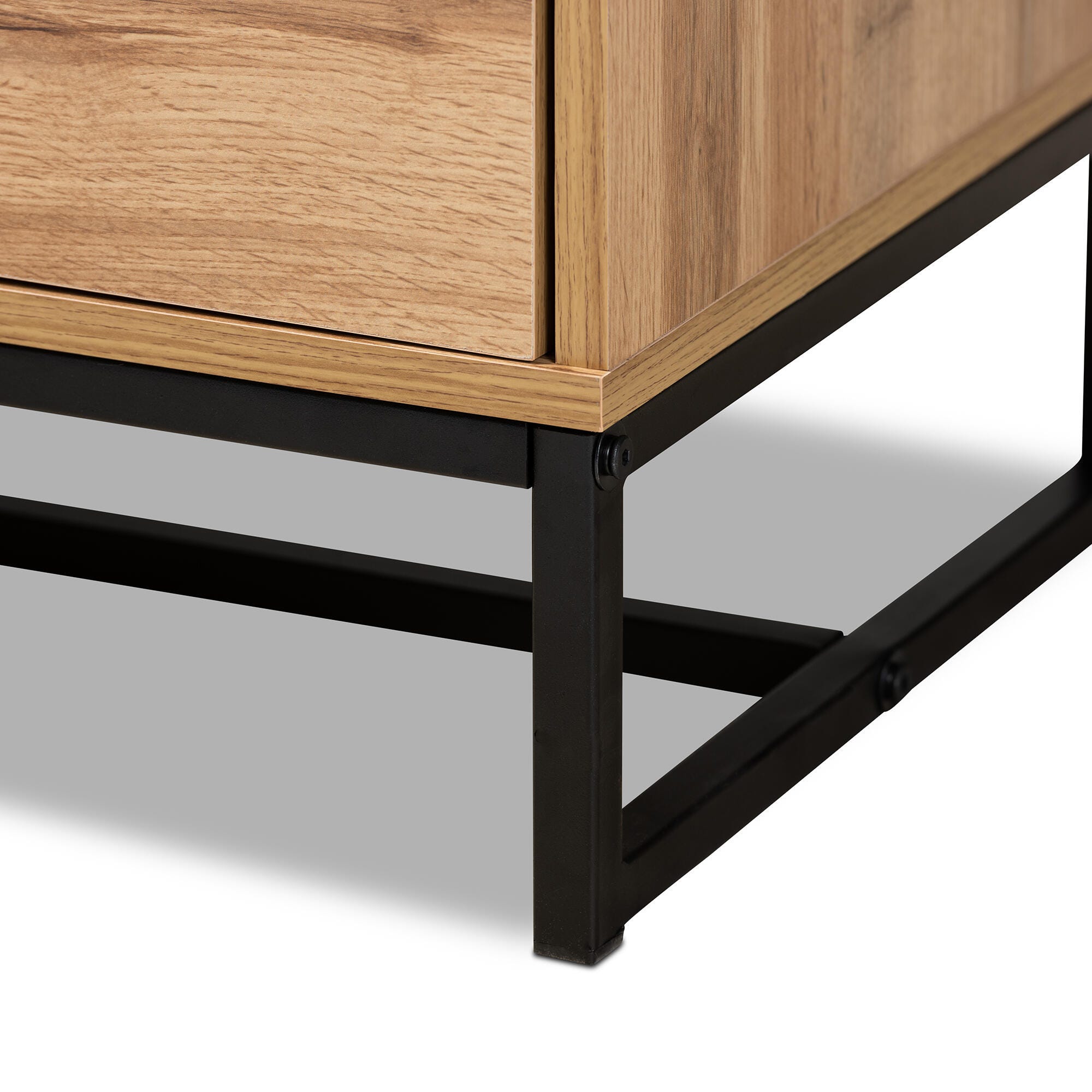 Baxton Studio Reid Industrial Oak Finished Wood 2-Drawer TV Stand, , large