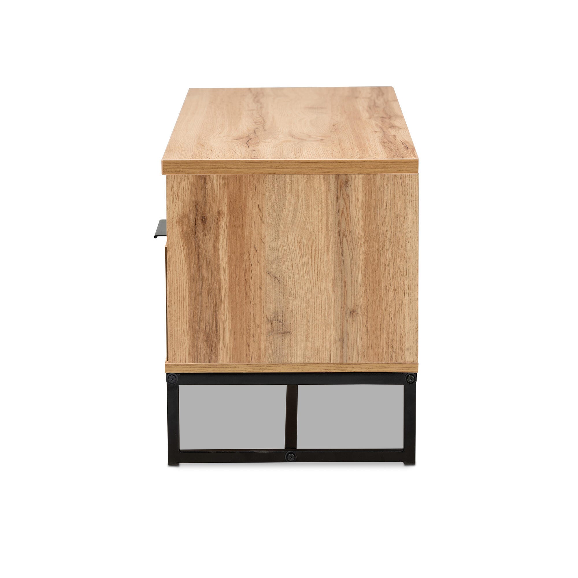 Baxton Studio Reid Industrial Oak Finished Wood 2-Drawer TV Stand, , large