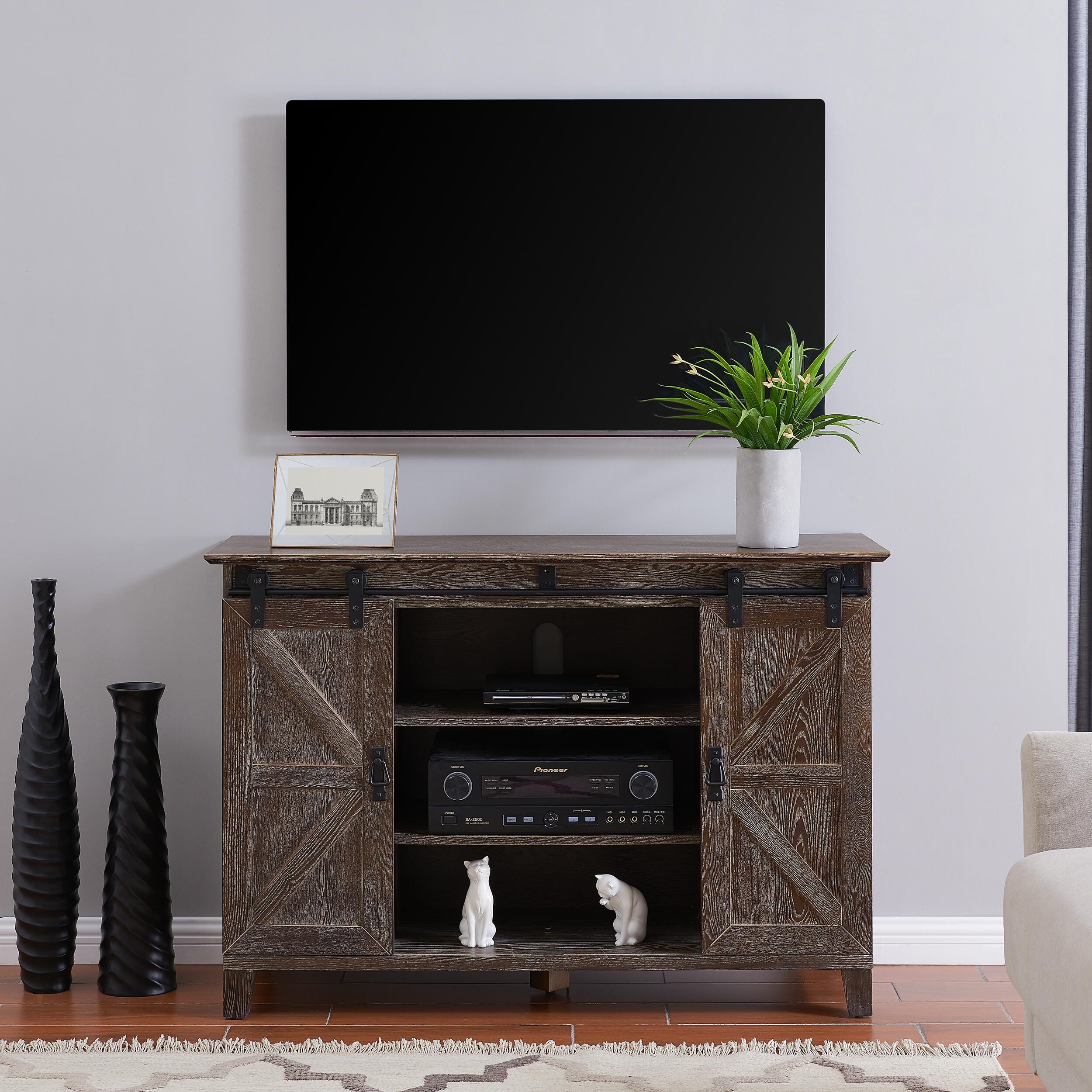 Southern Enterprises Massen Barn Door TV Stand, , large