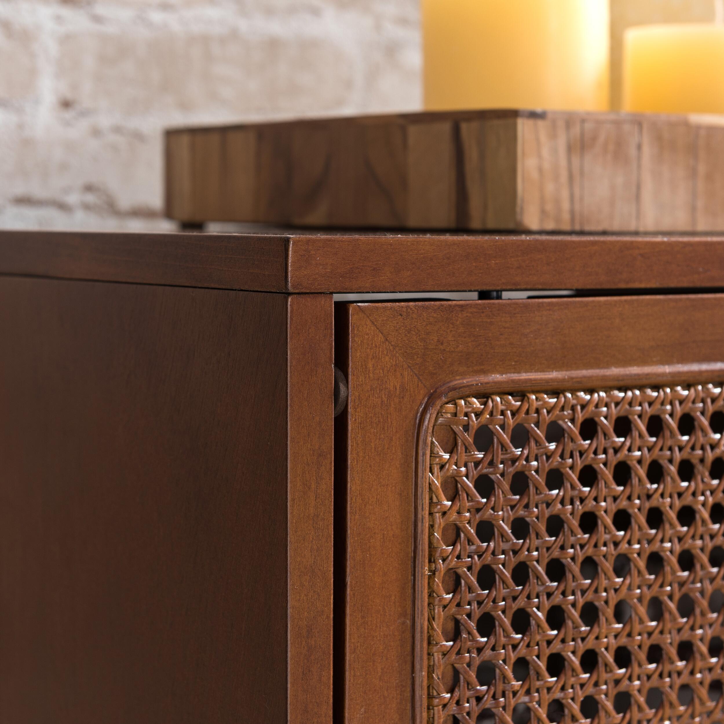 Southern Enterprises 70" Simms Midcentury Modern Media Console, Brown, large