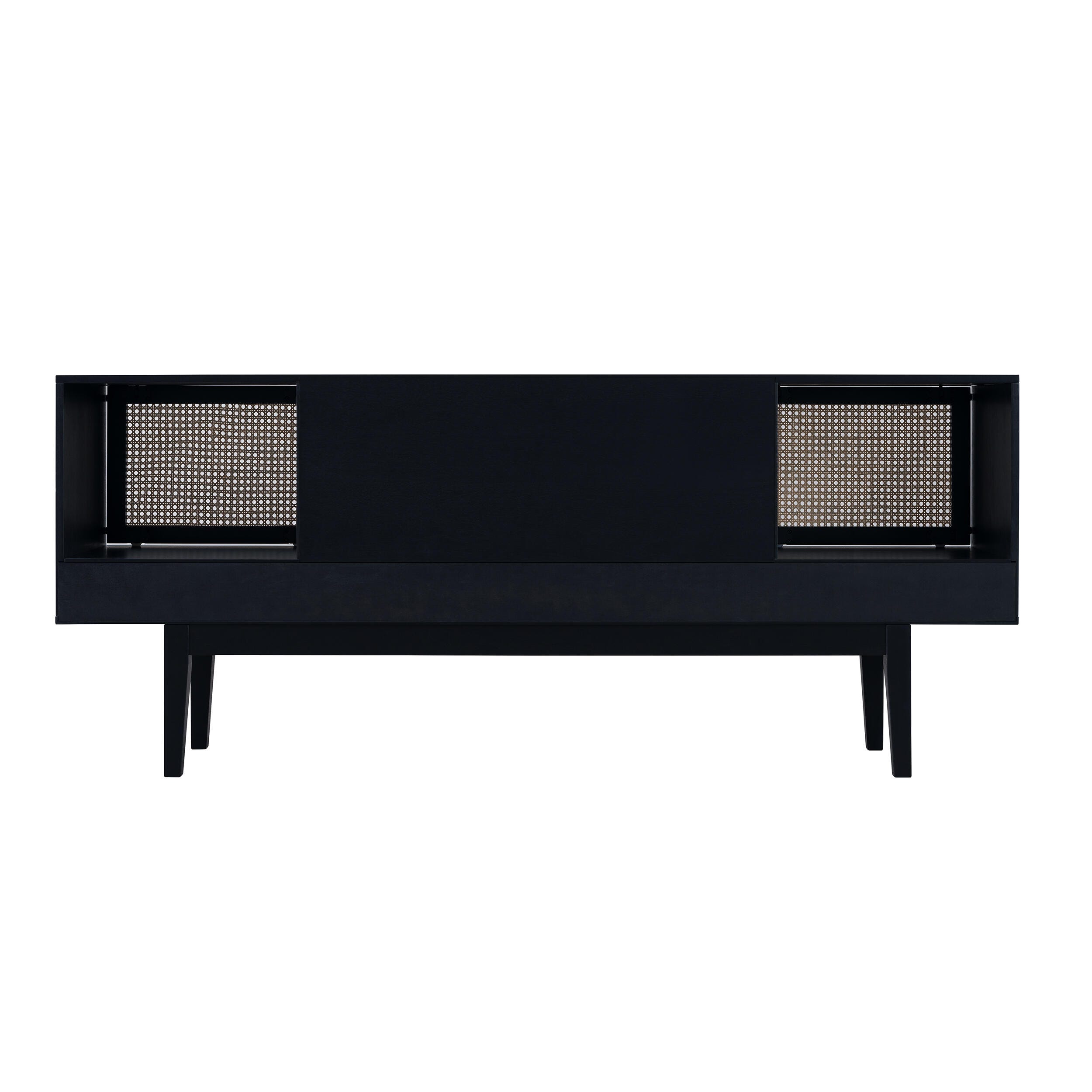 Southern Enterprises Simms Midcentury Modern Media Console, Black, large