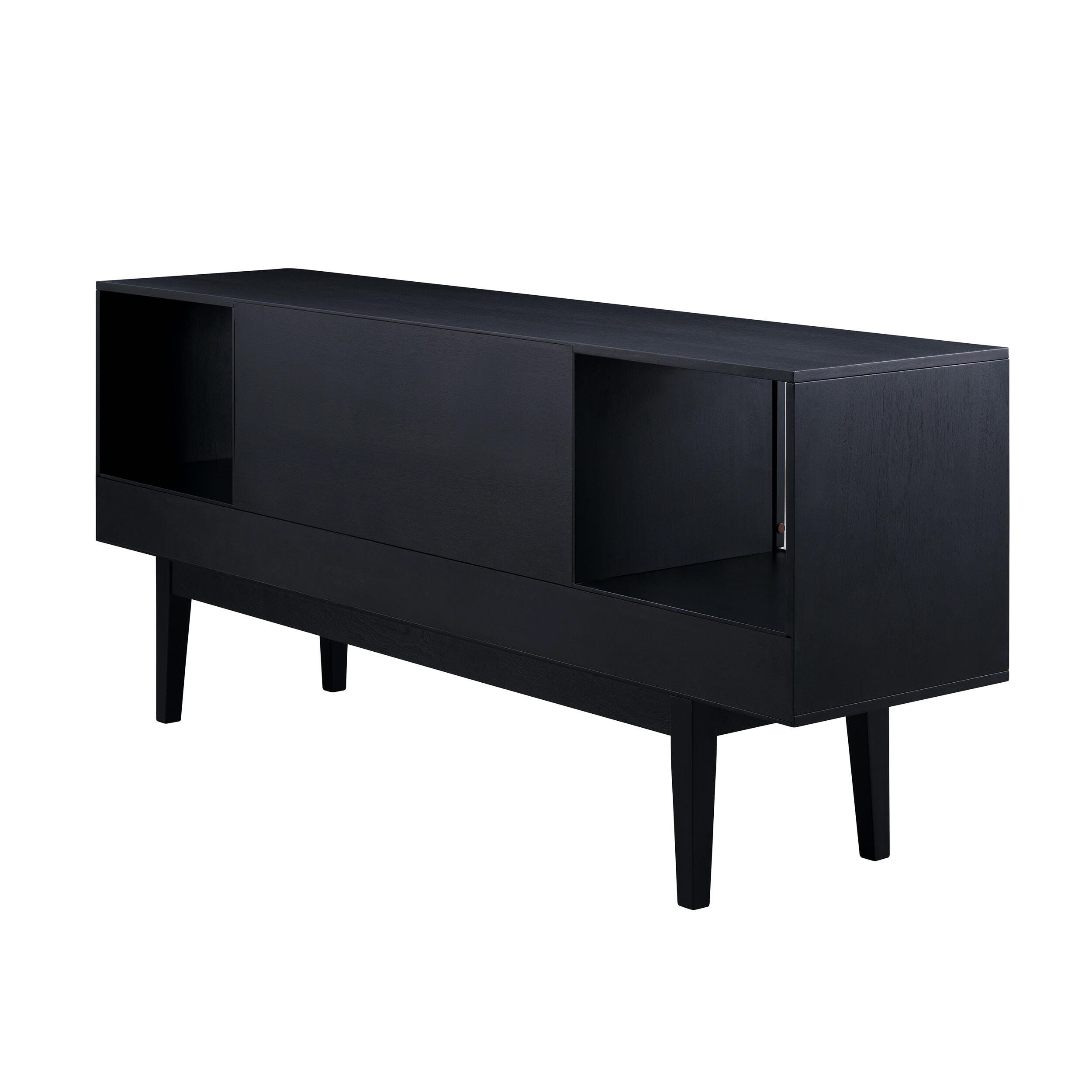 Southern Enterprises Simms Midcentury Modern Media Console, Black, large