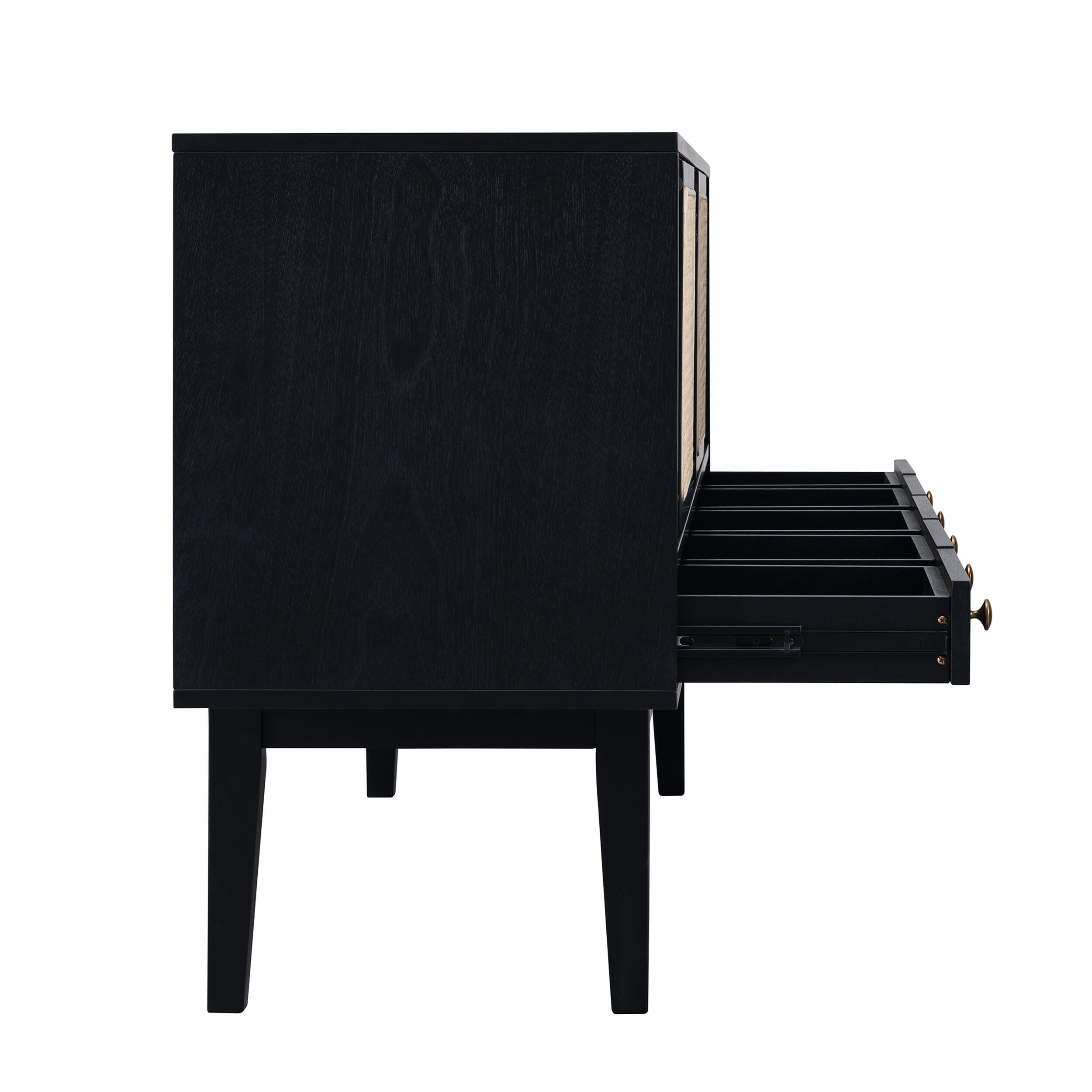 Southern Enterprises Simms Midcentury Modern Media Console, Black, large
